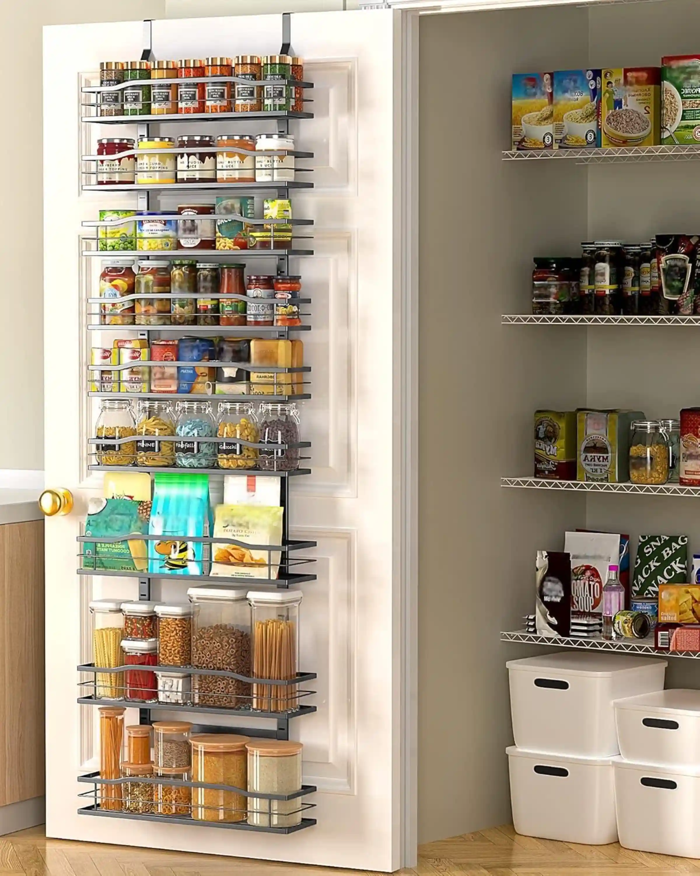 Moforoco 9-Tier Over The Door Pantry Organizer and Wall Spice Rack Storage Shelves