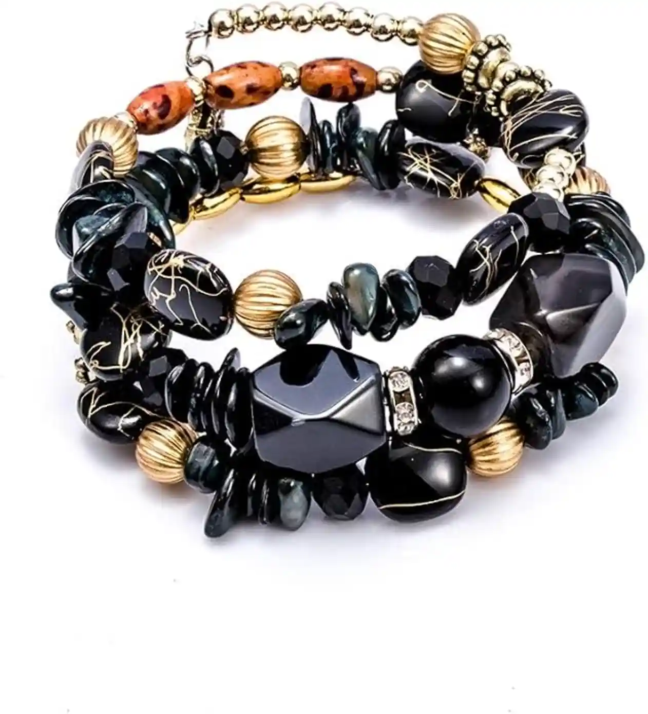 Boho Multilayer Irregular Agate Beads Charm Bracelet Vintage Jade Stone Yoga Bangle Ethnic Jewelry