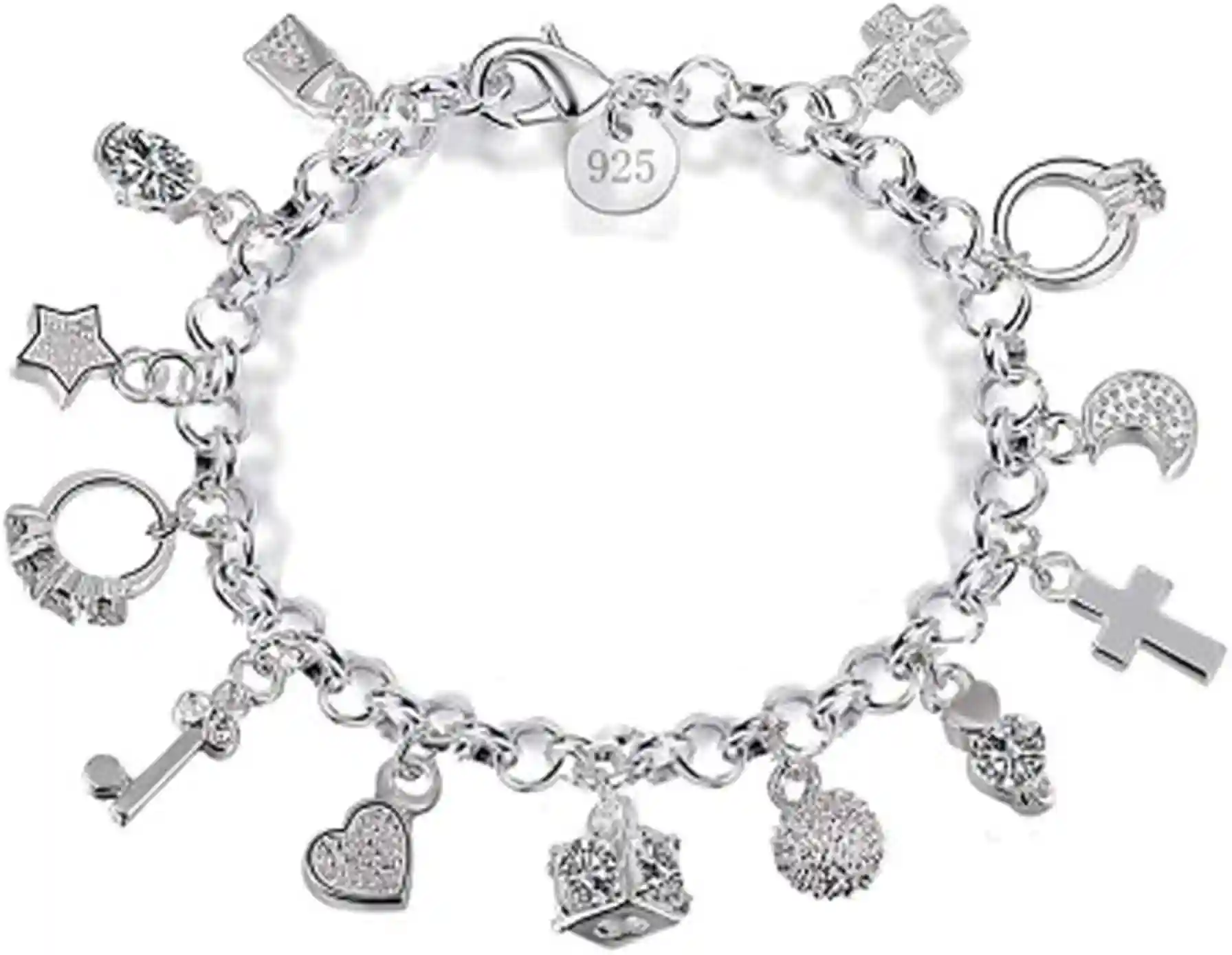 Aeora S925 Silver Thirteen Hanging Pieces Bracelet For Women Charm Jewelry