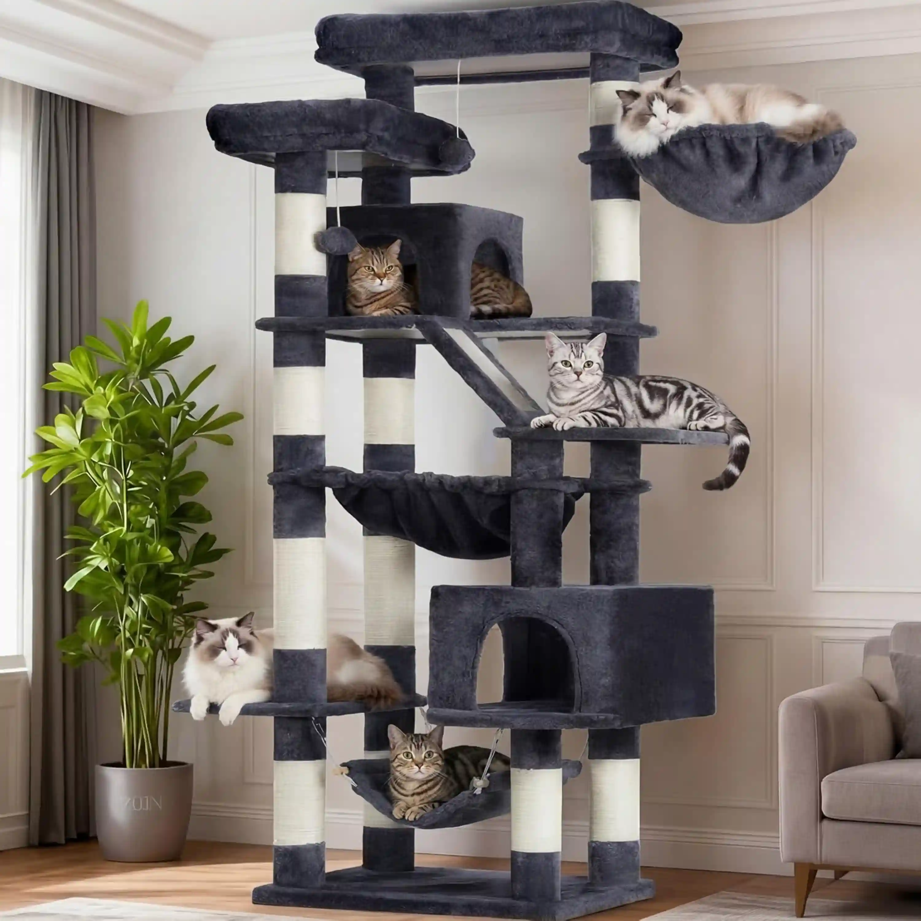Heybly 71-Inch Multi-Level Cat Tree Tower