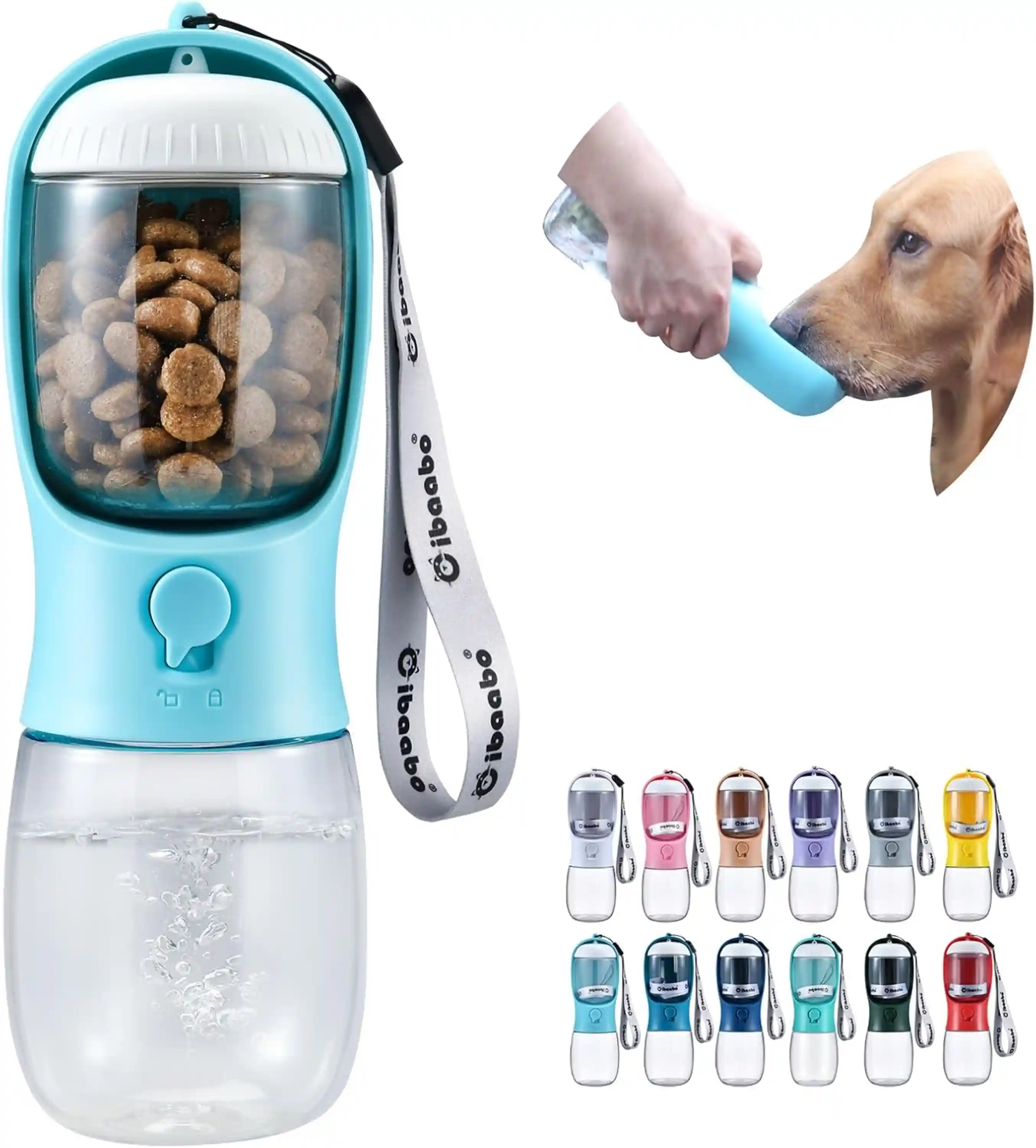 Cibaabo Portable Dog Water Bottle with Food Container