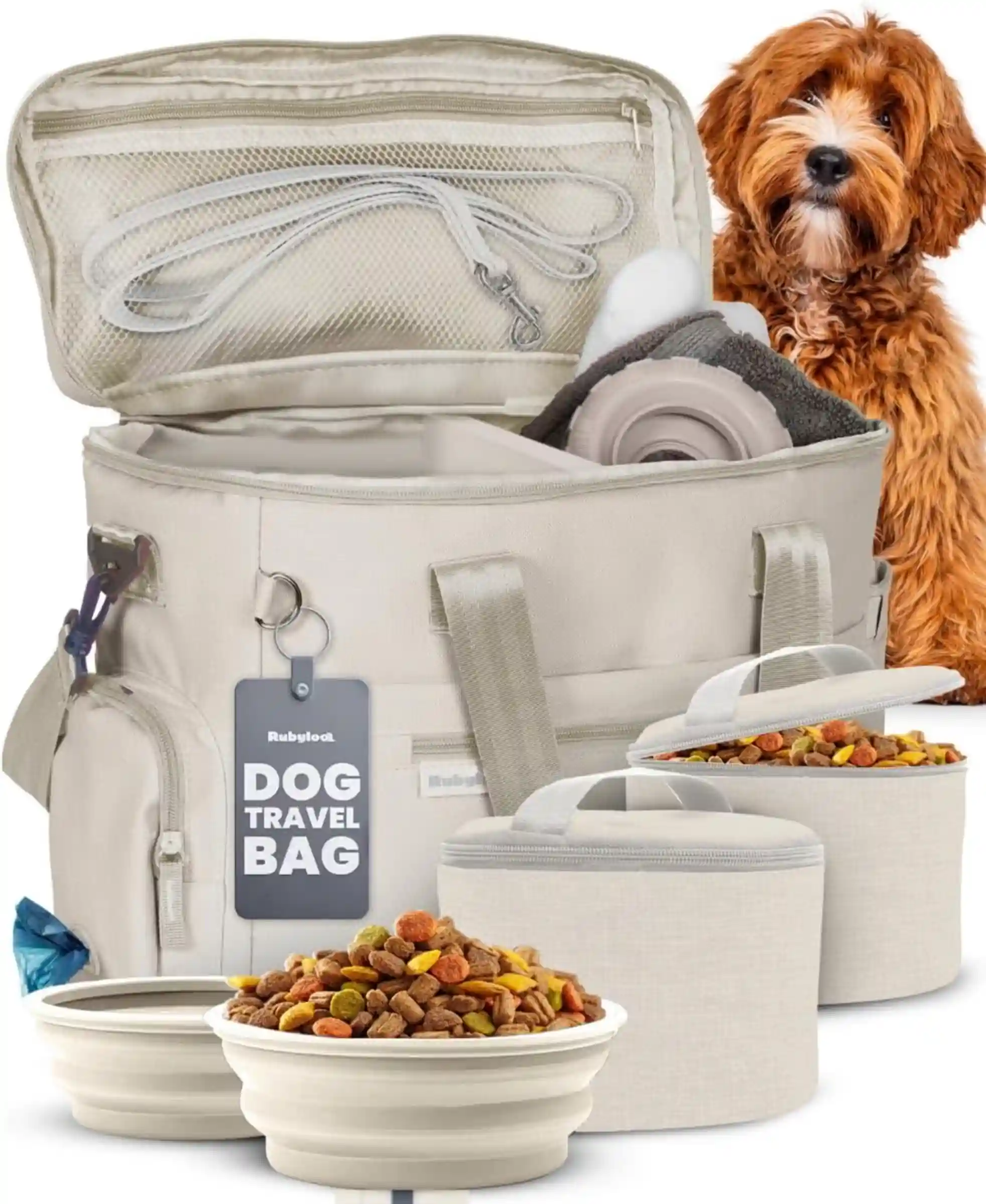 Original Doggy Bag Dog Travel Bag with Bowls