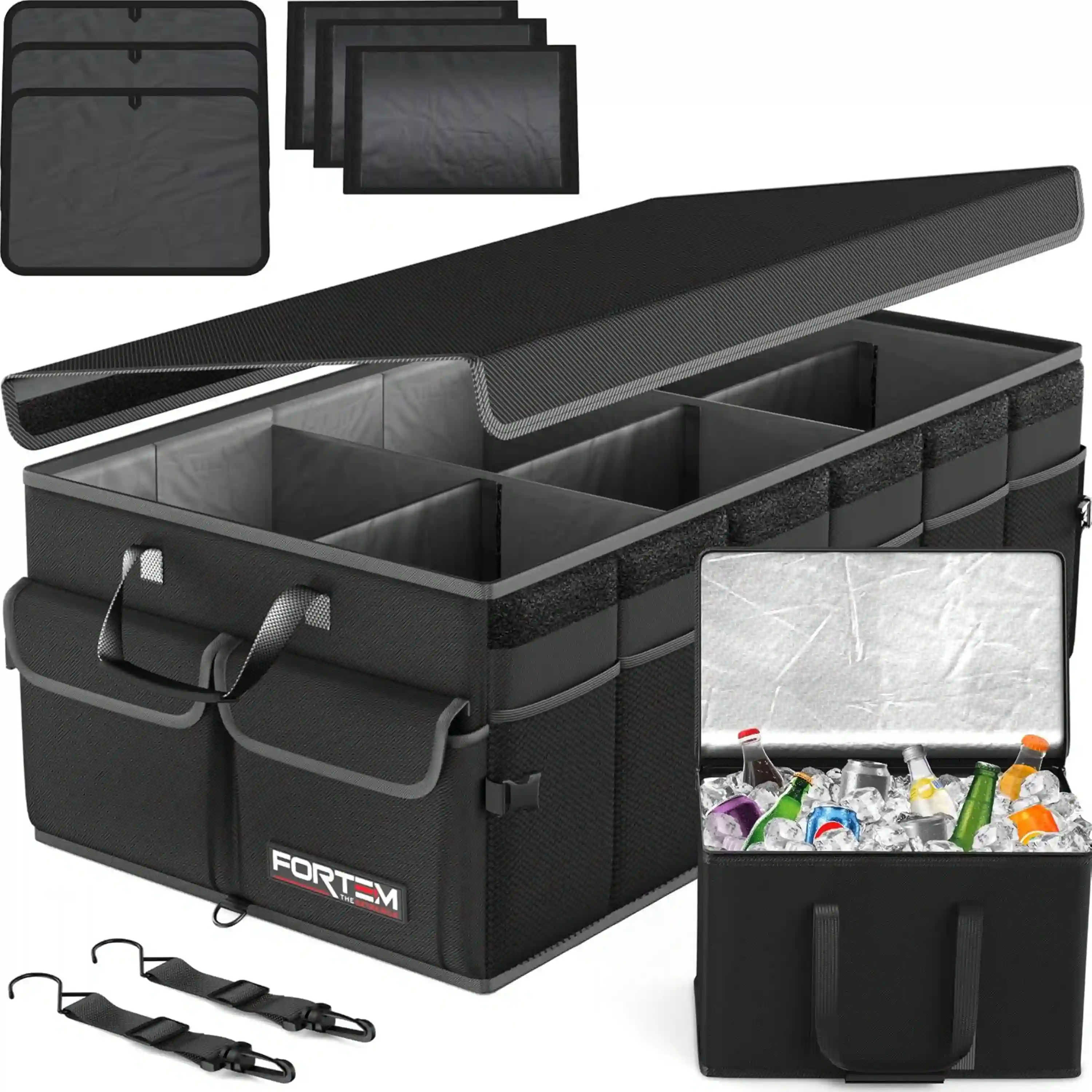 FORTEM Foldable Trunk Organizer with Cooler Bag for Cars, SUVs & Trucks
