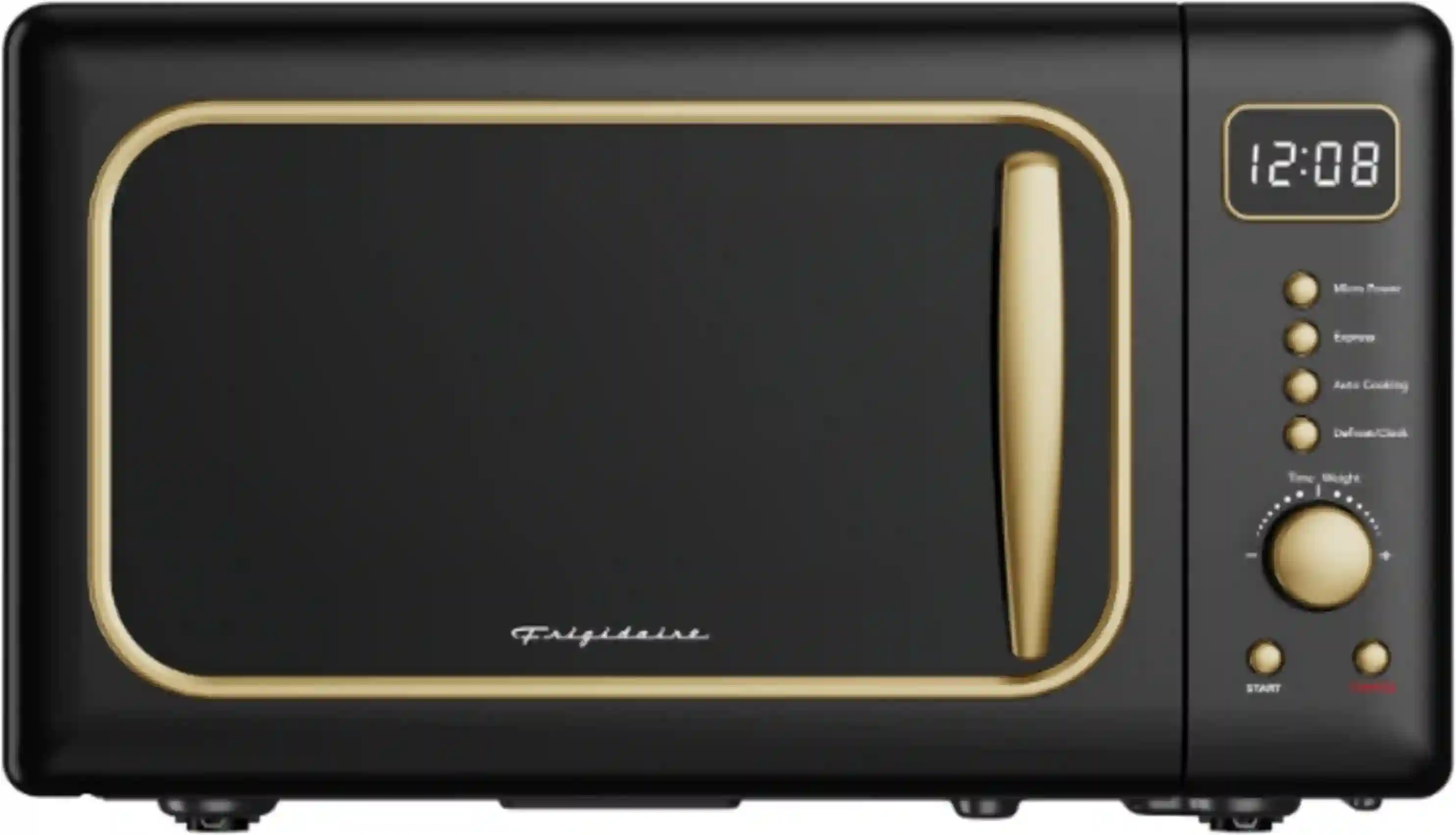 Frigidaire 0.7 Cu. Ft. Retro Countertop Microwave Oven 700W Compact Microwave Black Gold