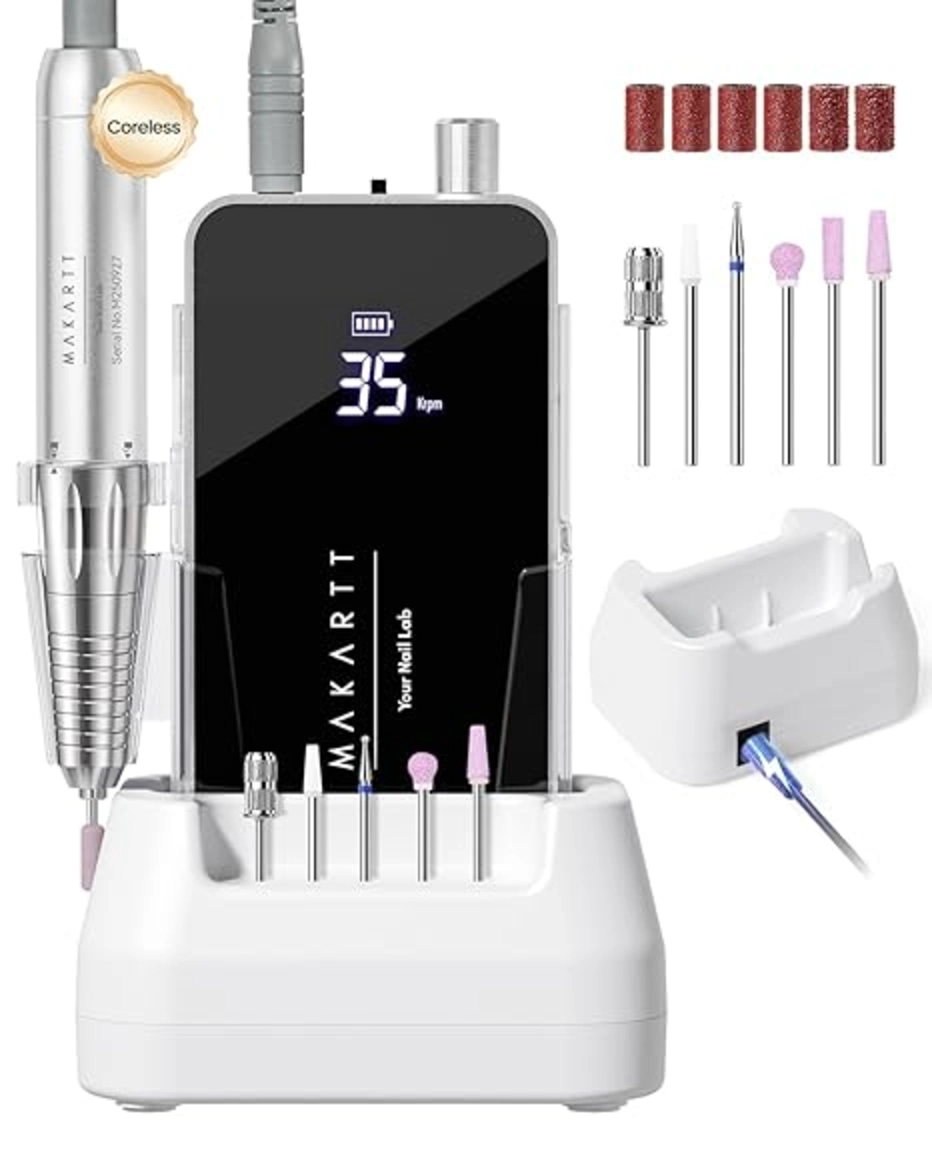 Makartt Professional Nail Drill 35000RPM E-File 60W Cordless Black