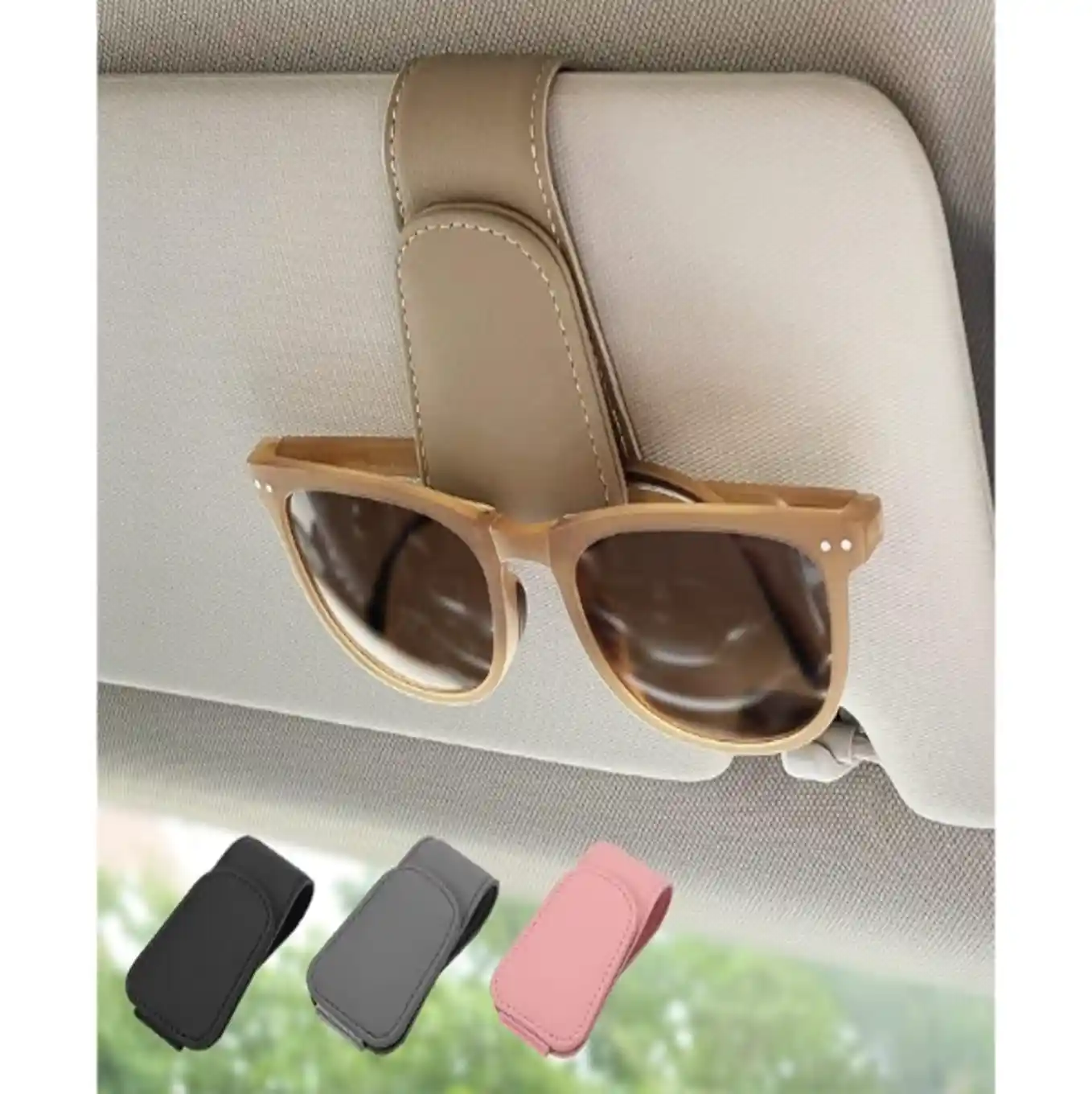 Magnetic Leather Car Sunglass Holder Visor Clip Premium Vehicle Eyeglasses Storage Organizer