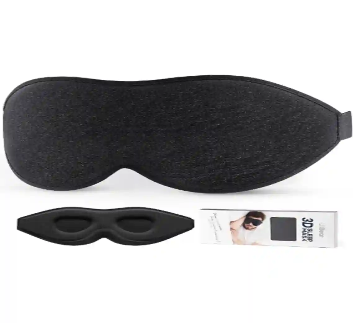 LitBear Sleep Mask for Side Sleepers 3D Contoured Light Blocking Eye Mask Black