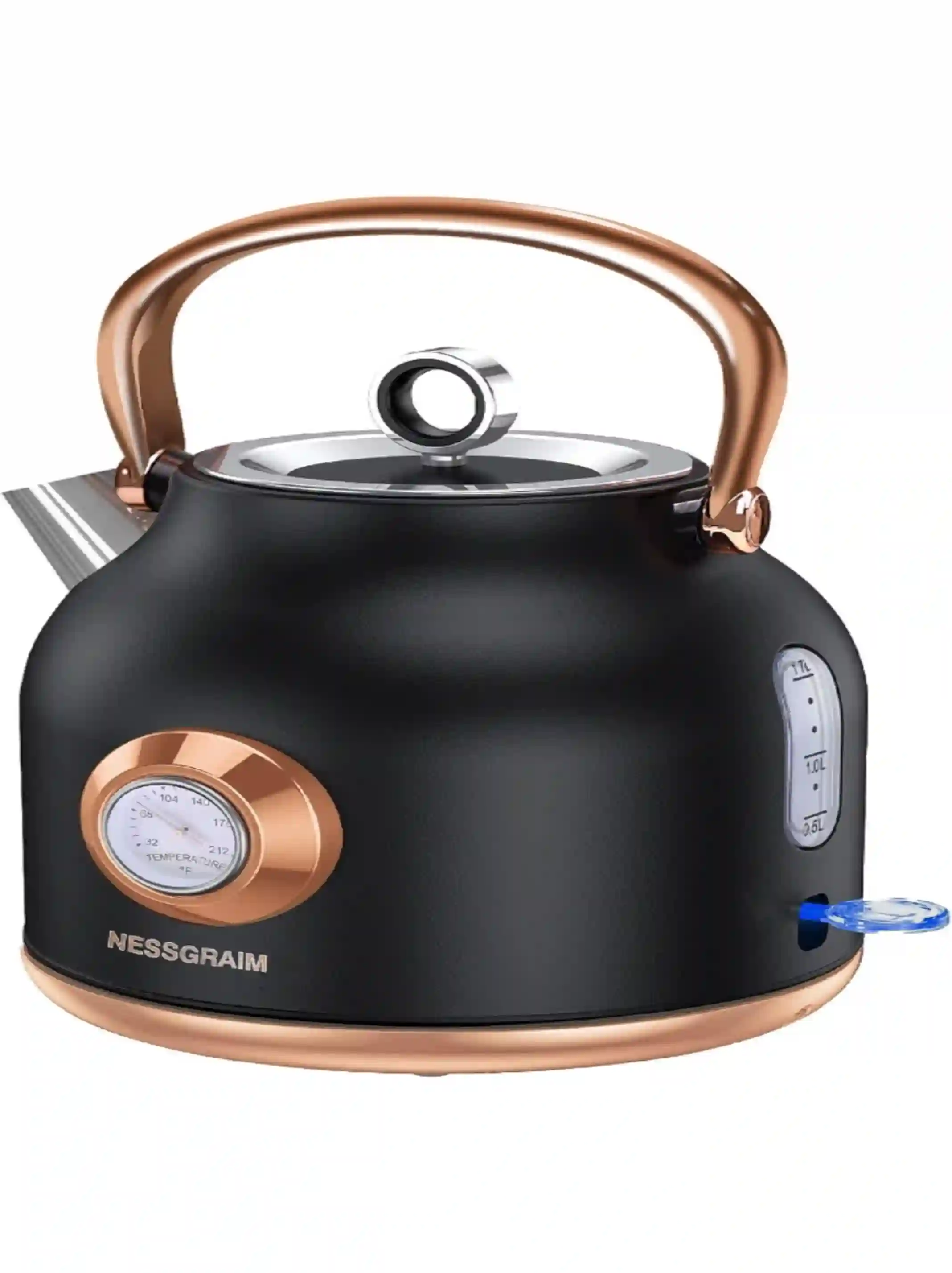 NESSGRAIM Retro Electric Kettle 1.7L Stainless Steel Water Boiler