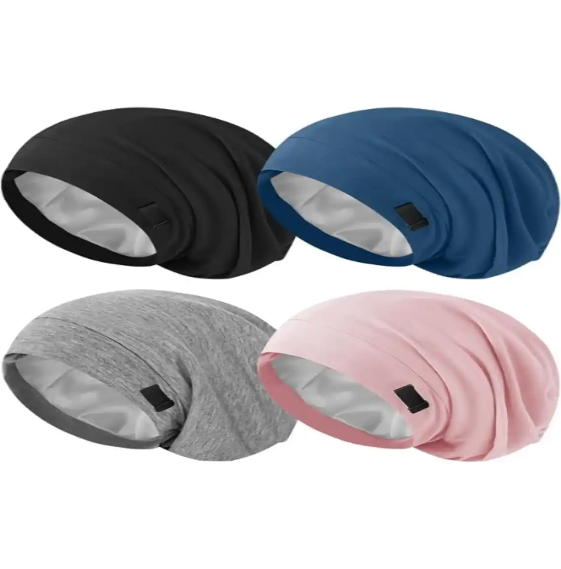 ZHENSILK 4Pcs Silk Satin Bonnets for Women Men Adjustable Hair Wrap
