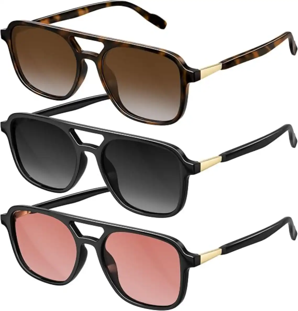 Retro Aviator Polarized Sunglasses for Women and Men Slim Rectangle Frames