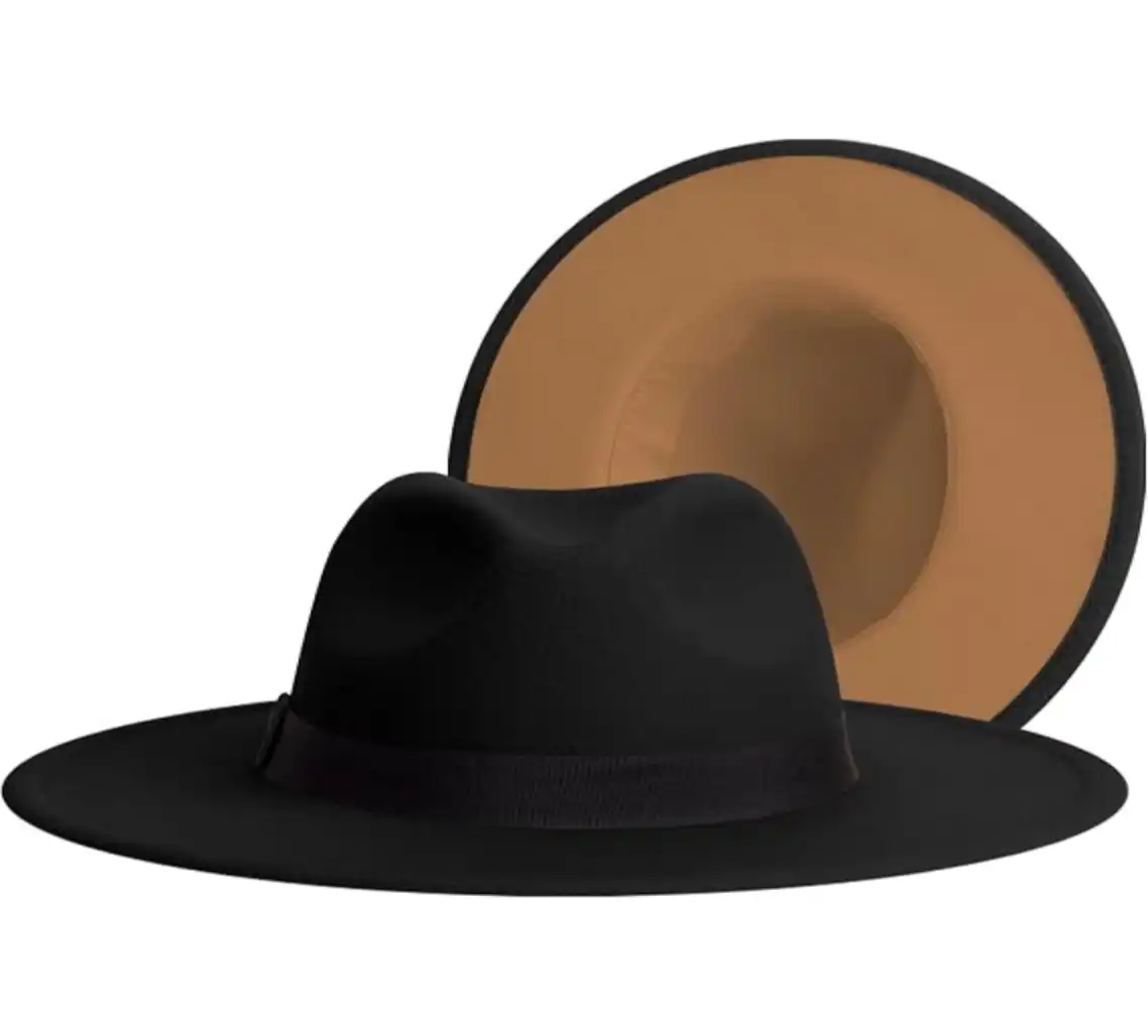 Wide Brim Fedora Hats for Women & Men Classic Dress Panama Hat Adjustable Felt Hat with Band