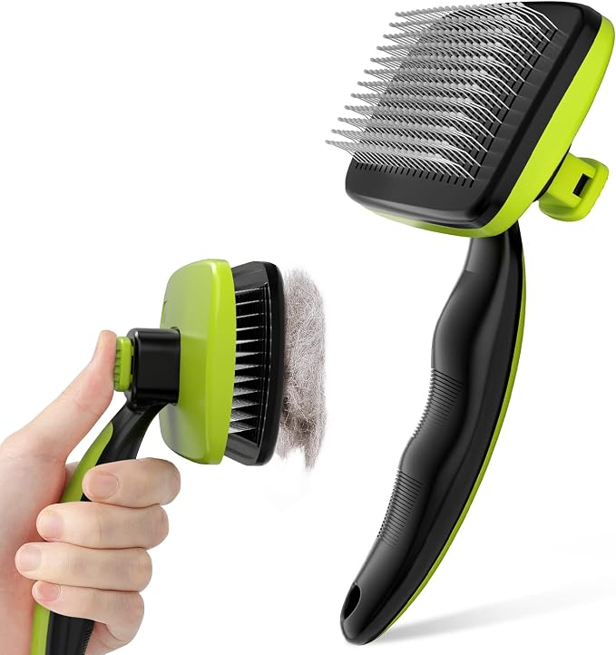 Pecute Skin Friendly Self Cleaning Slicker Brush for Dog and Cat Shedding