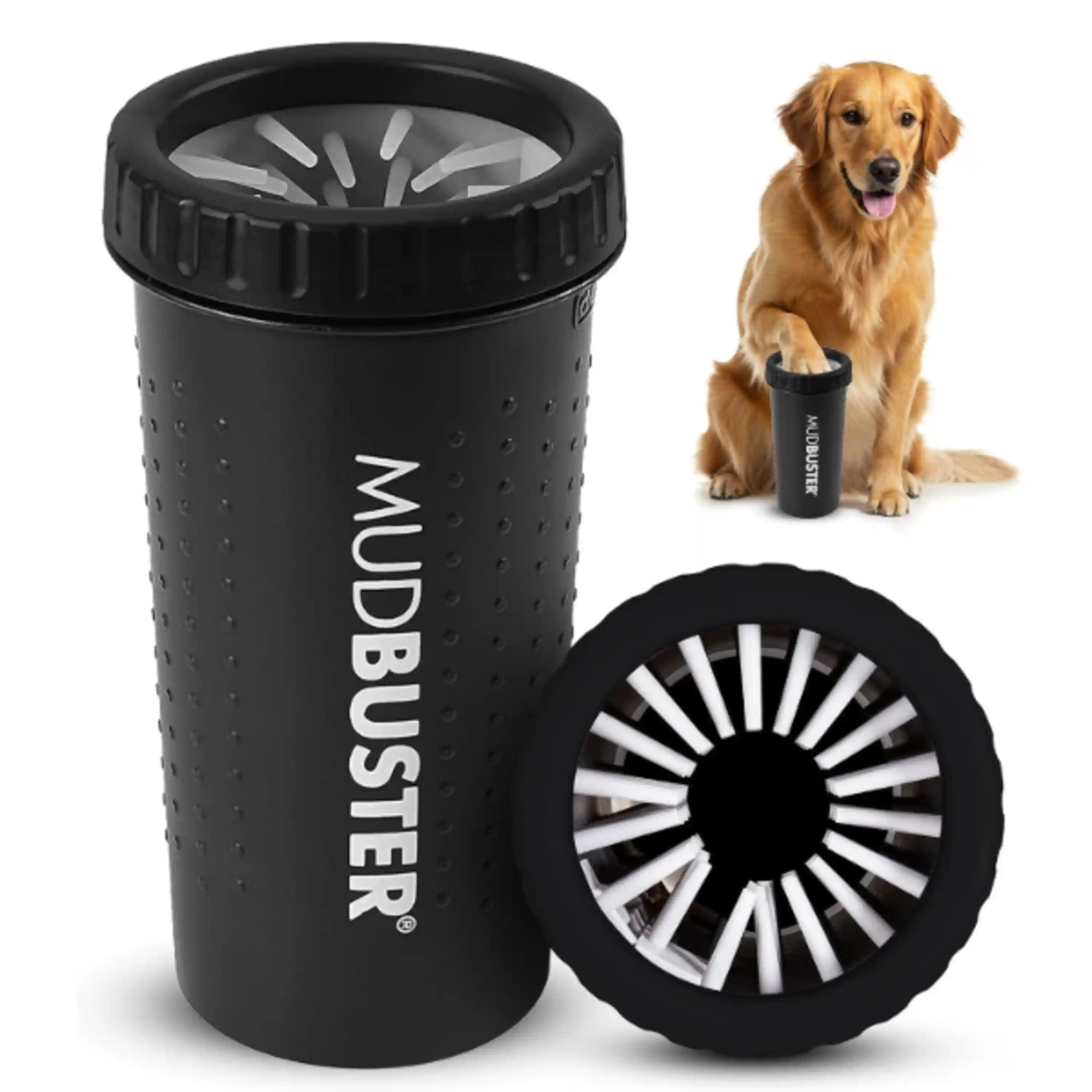 Dexas MudBuster Large Dog Paw Cleaner Matte Black Fits 2.5 to 3.5 Inch Wide Paws