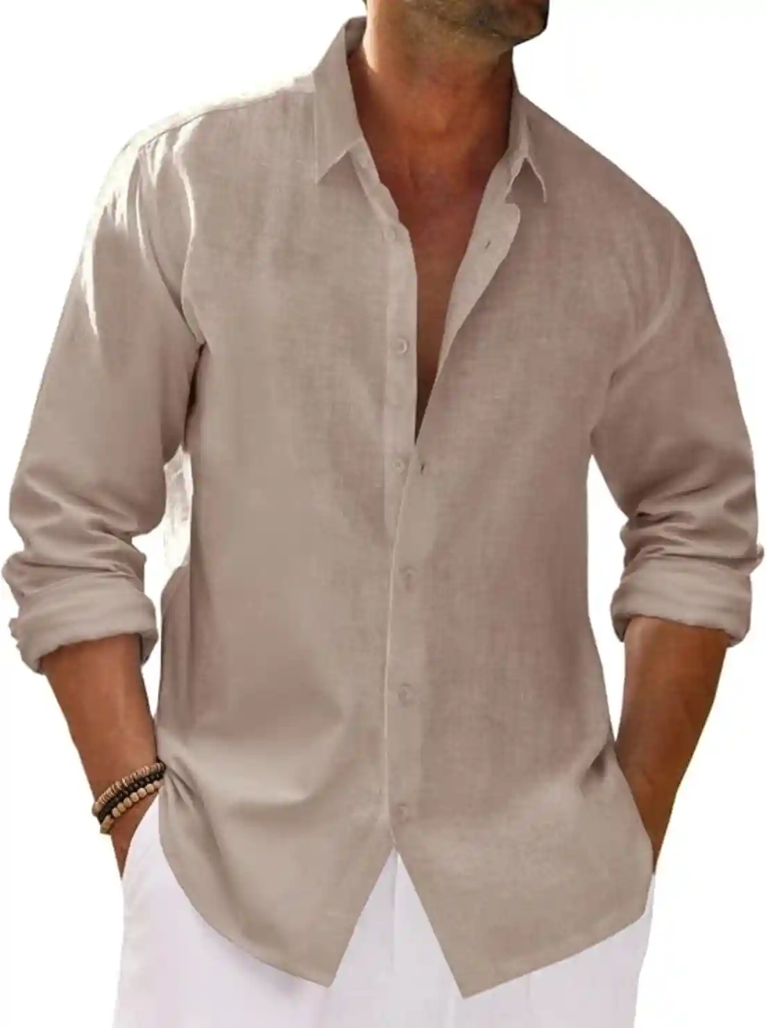 Runcati Mens Button Down Shirt Cotton Linen Casual Long Sleeve Beach Wedding Tops