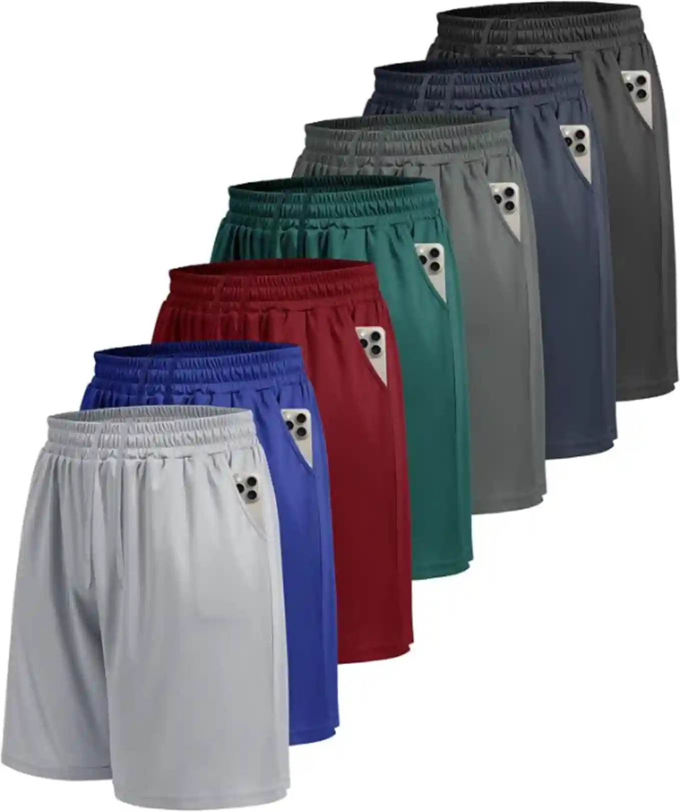 BOOJO Mens Athletic Shorts 7 Pack Quick Dry Gym Workout Basketball Shorts with Pockets