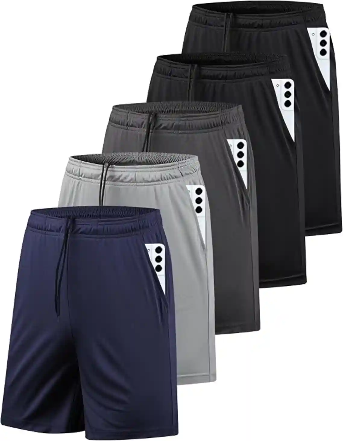 AKAWOOKO 5 Pack Mens Athletic Gym Shorts Quick Dry Activewear Workout Running Shorts