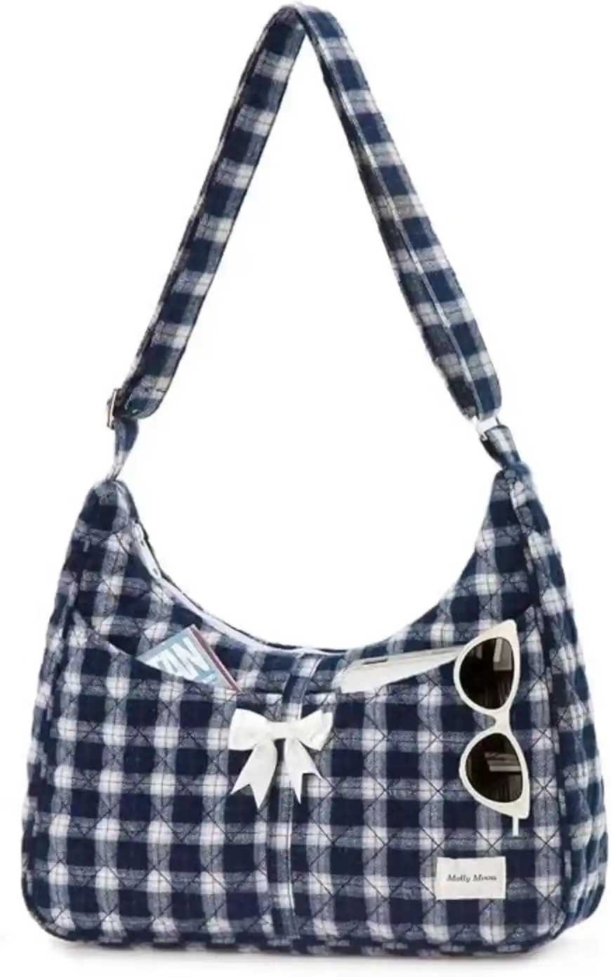 YoriBerry Quilted Hobo Shoulder Bag and Crossbody Purse with Multiple Pockets and Adjustable Strap