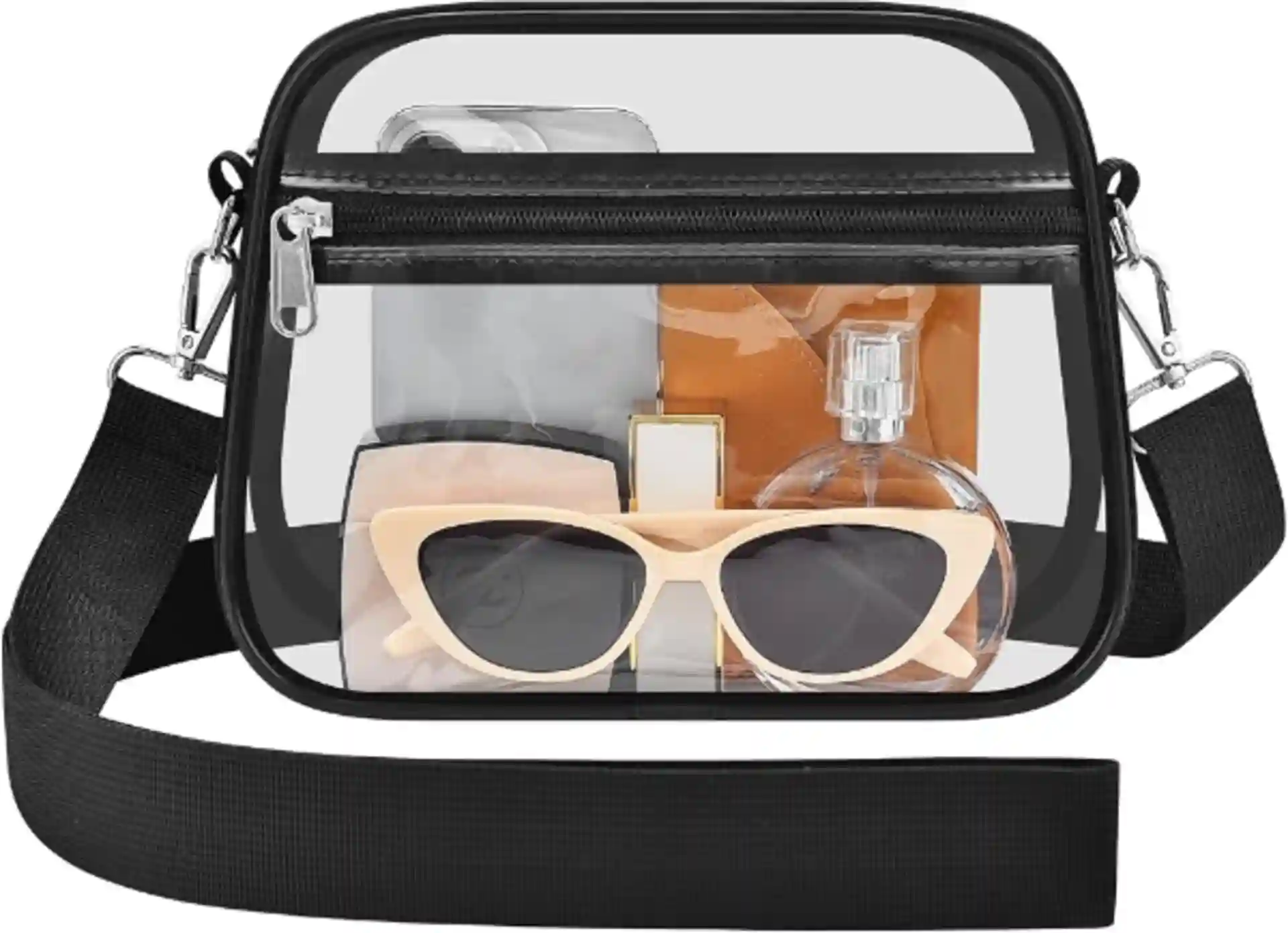 Busiuw Clear Bag for Stadium Events Stadium Approved Top Handle Handbag with Wide Adjustable Strap and Front Pocket