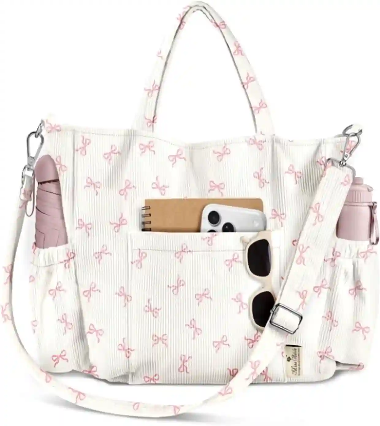 Miss Adola Corduroy Crossbody Tote Bag for Women Multi-Pocket Laptop Shoulder Bag