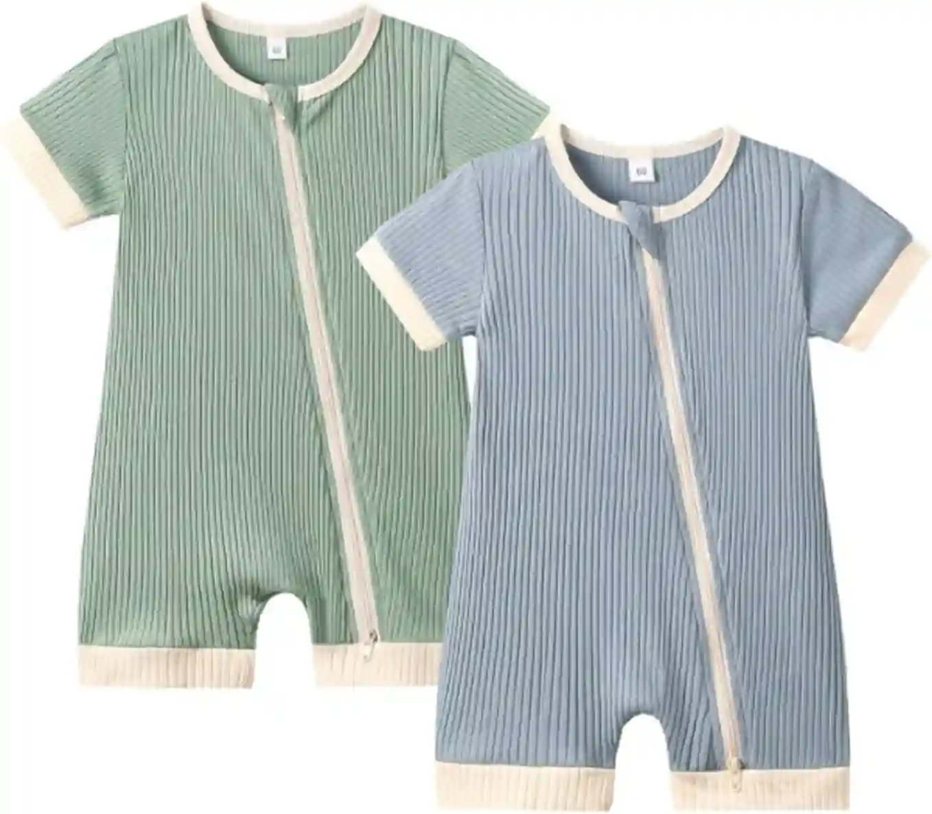 Bafeicao Unisex Baby Short Sleeve Two Way Zipper Cotton Romper Jumpsuit Pack