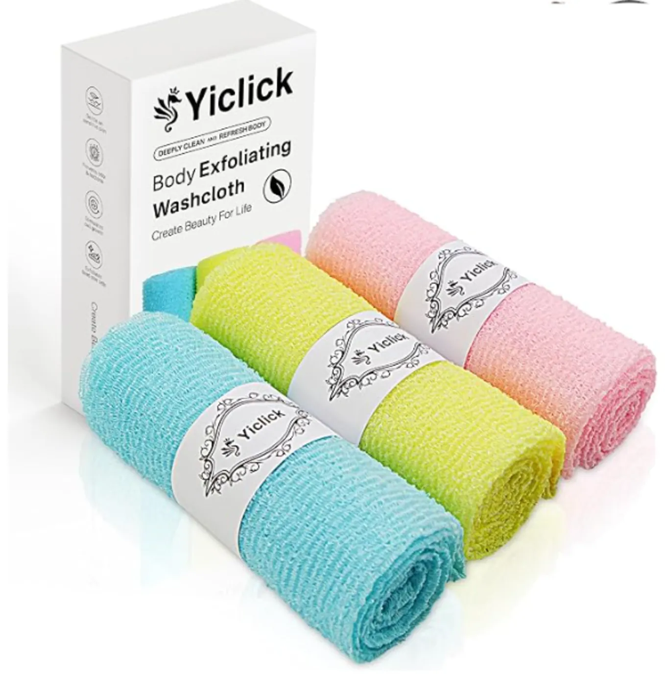 Yiclick Exfoliating Washcloth Towel Set for Deep Cleansing and Gentle Body Scrub