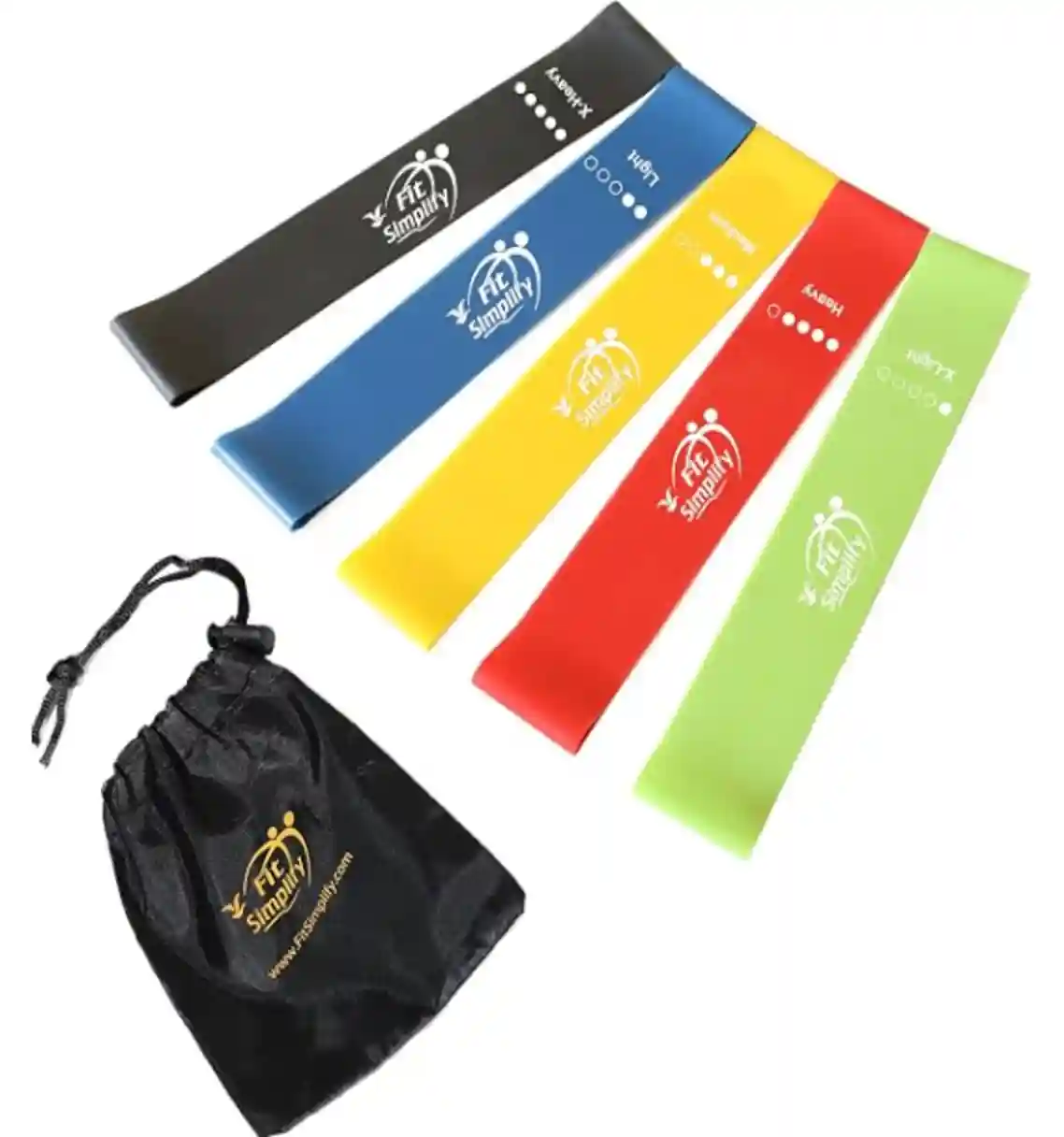 Fit Simplify Resistance Loop Exercise Bands Set with Instruction Guide and Carrying Bag