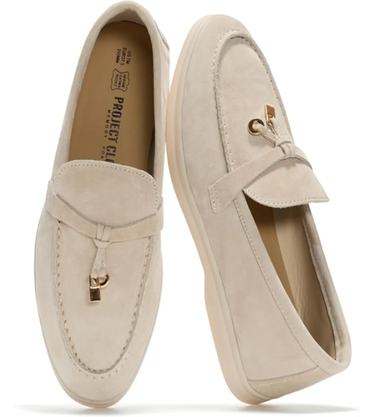 Project Cloud Genuine Leather Slip On Casual Loafers for Women Memory Foam Lightweight Non Slip Shoes
