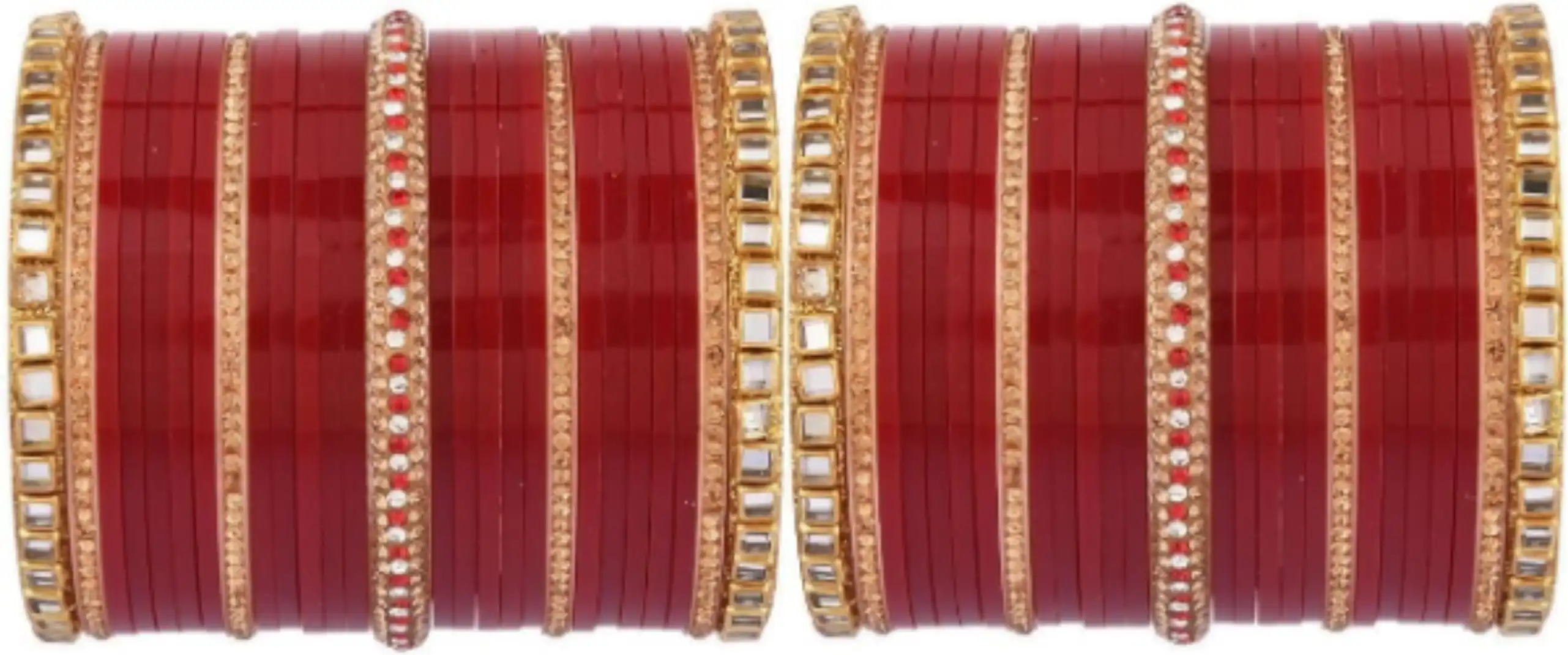 Efulgenz Indian Punjabi Chura Bridal Chuda Rhinestone Bangles Set
