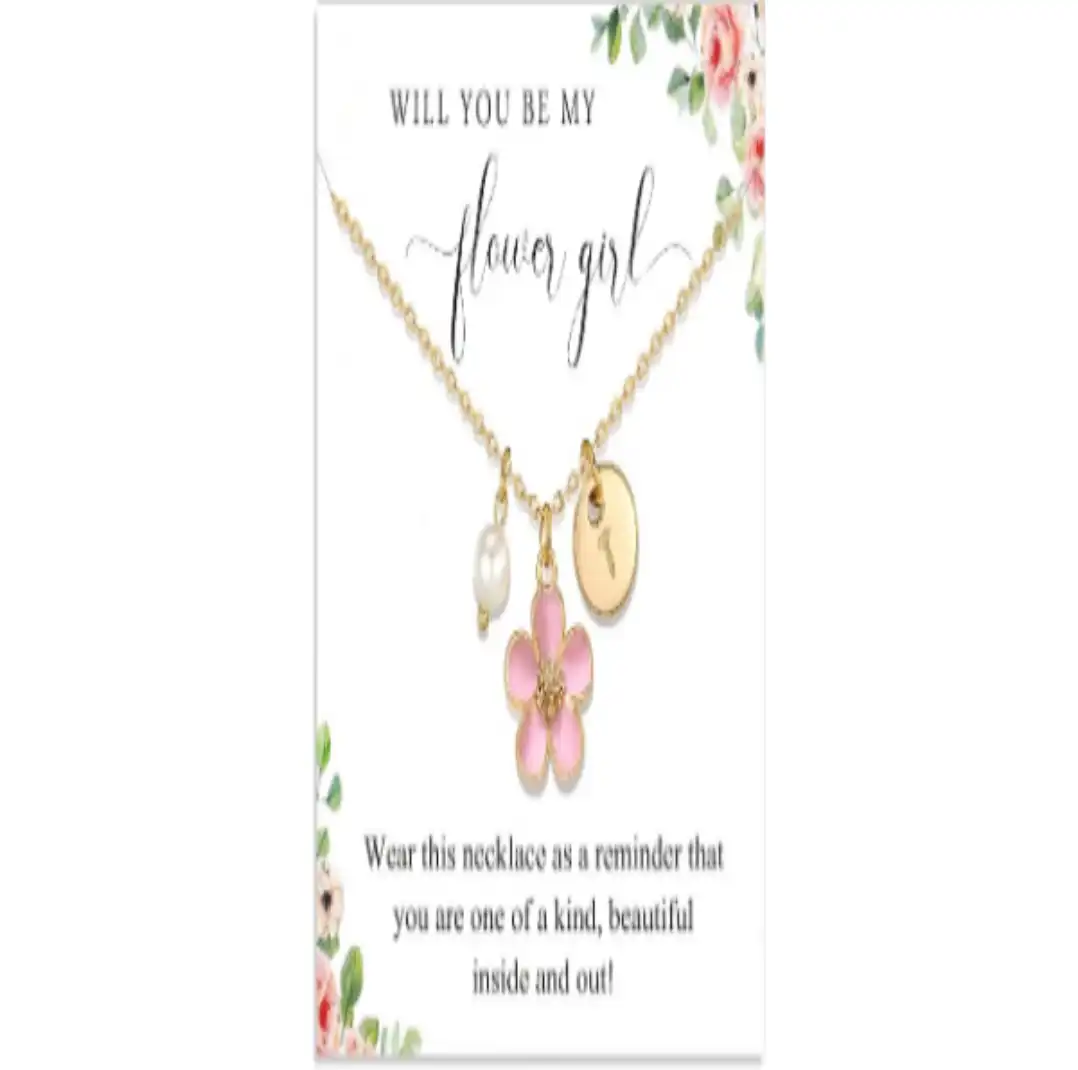 Flower Girl Proposal Gifts Personalized Initial Daisy Flowers Necklace