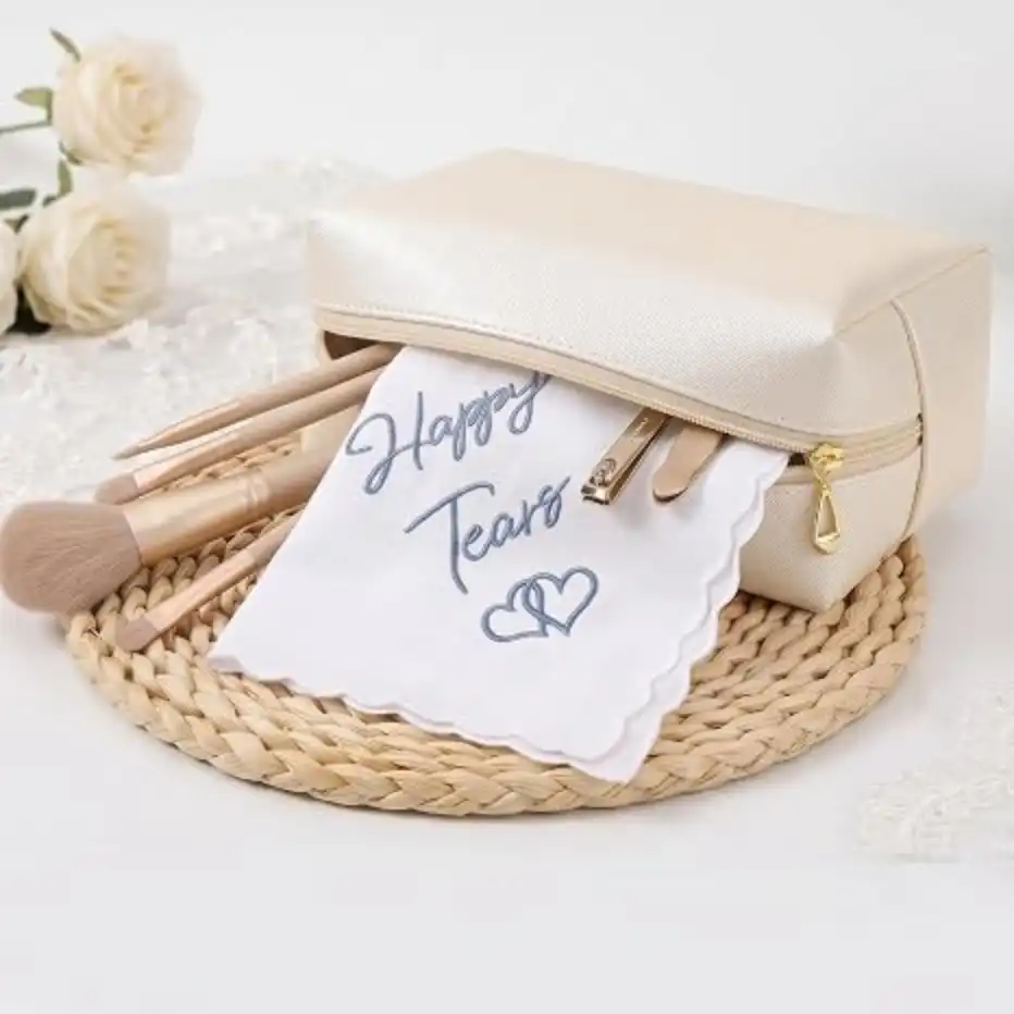 Bridal Emergency Kit with Shell Gold Bag Cotton Handkerchief Touch Up Set
