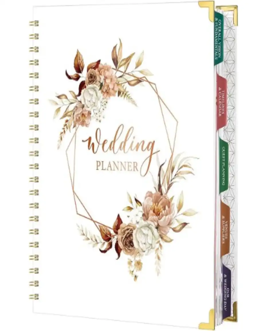 Wedding Planner Book and Organizer Hardcover Bridal Planning Binder with Tabbed Sections