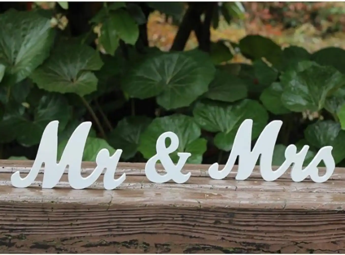 Amajoy Small Vintage Mr & Mrs White Wooden Letters Wedding Stand Sign Decor