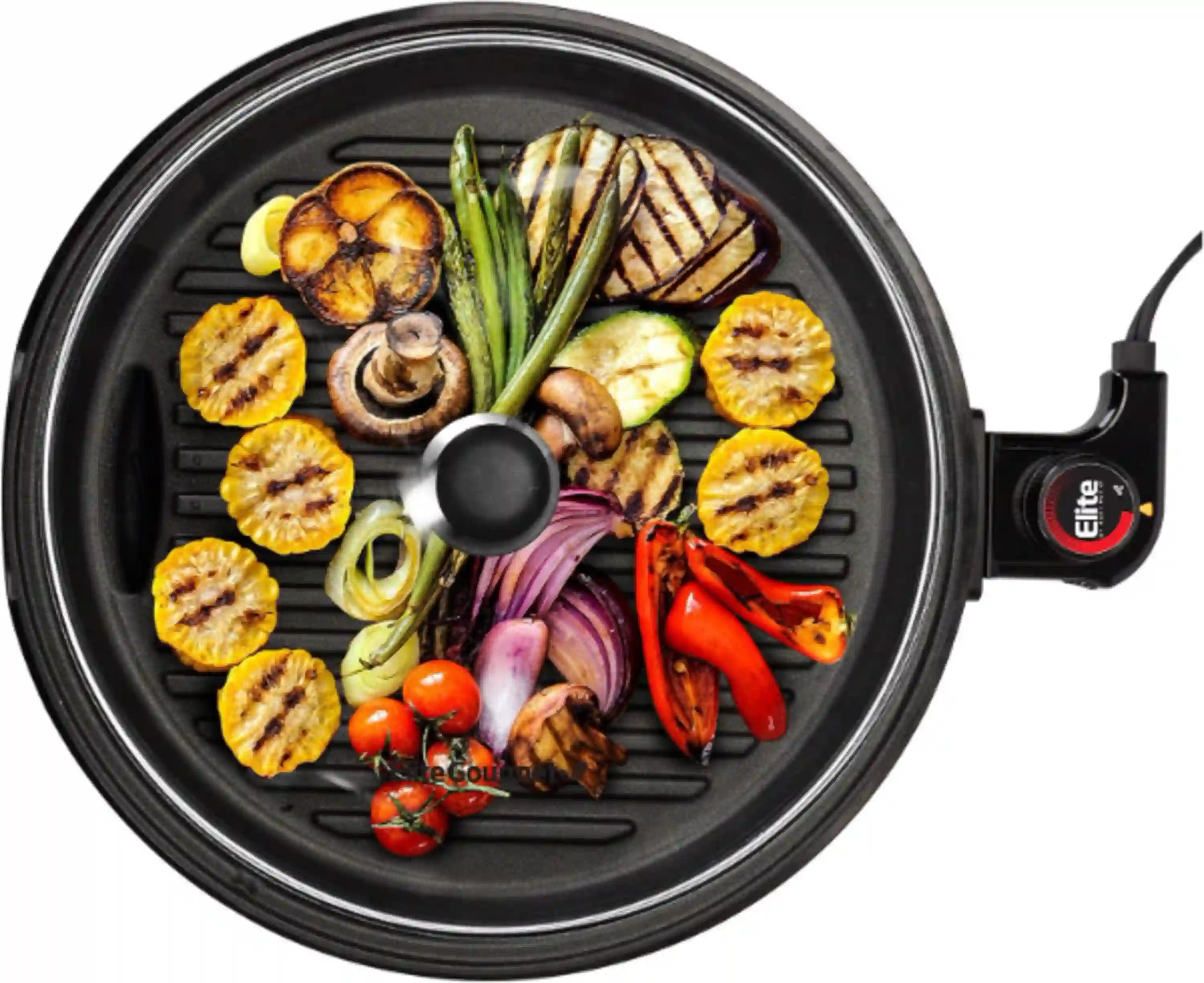 Elite Gourmet EMG6505G Indoor Electric BBQ Grill 12 Inch Non Stick with Glass Lid