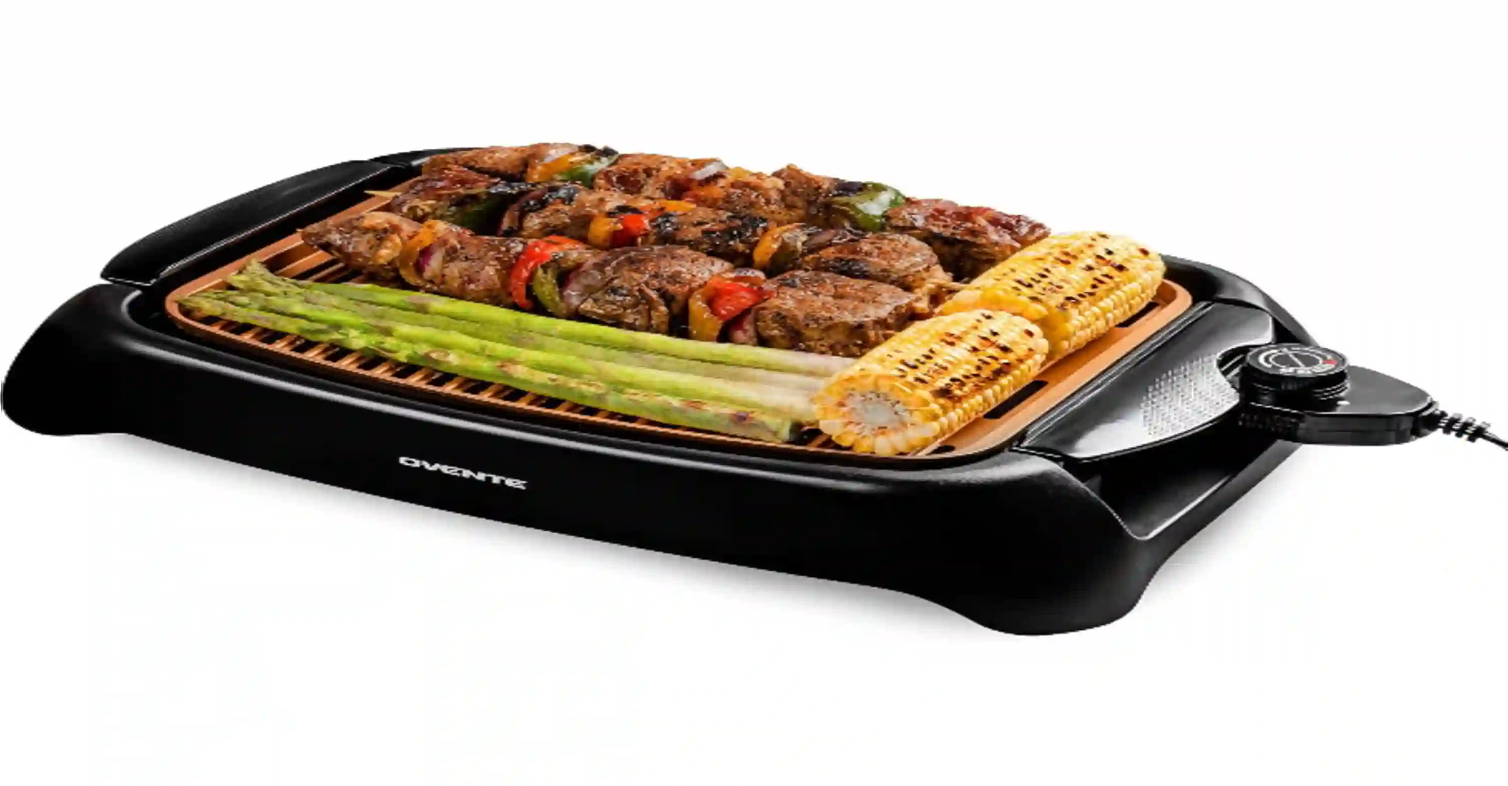 OVENTE Electric Indoor Grill 13x10 Inch Non Stick Plate Copper GD1632NLCO