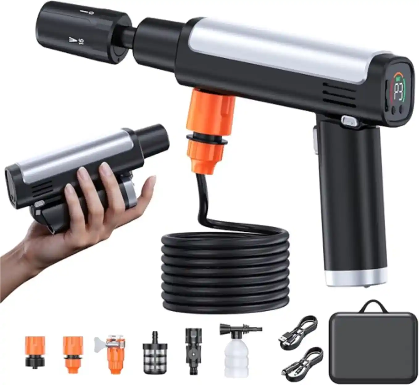 Foldable Pressure Washer Portable Battery Powered Cordless Washer with Five In One Nozzle