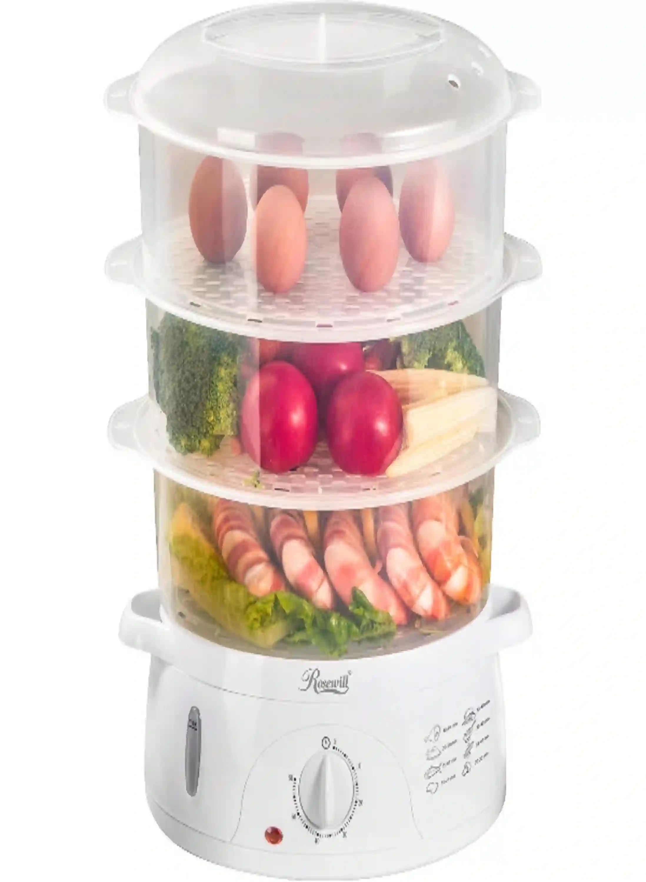 Rosewill 3 Tier Electric Food Steamer with 9.5 Quart Capacity and Fast Steam