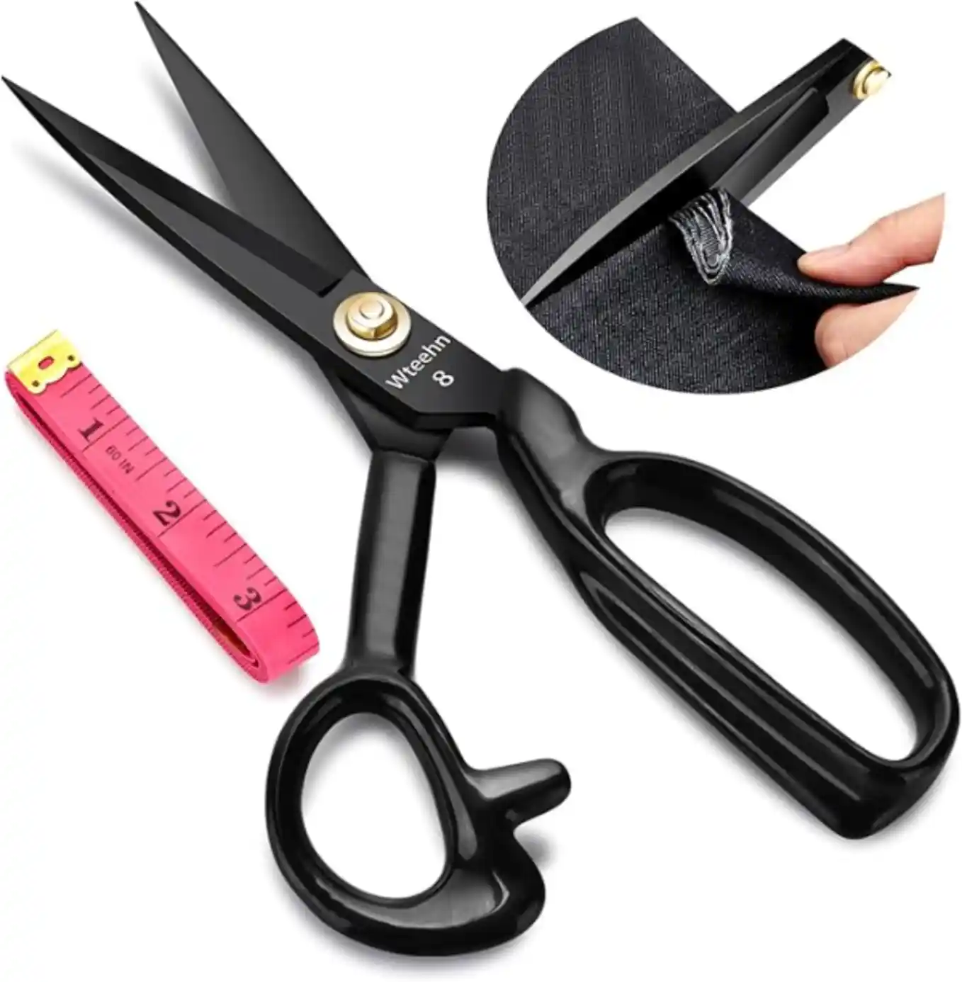 Wteehn 8 Inch Professional Heavy Duty Fabric Scissors Hand Forged High Carbon Steel Sewing Shears