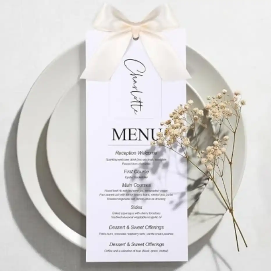 Humyoun 50 Sets Wedding Menu and Place Cards Blank Cardstock Kit with Ribbon