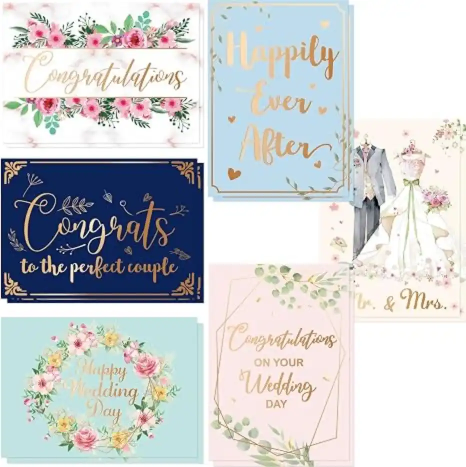 Fancy Land 24 Pack Wedding Greeting Cards Bulk with Envelopes Elegant Congratulations Set