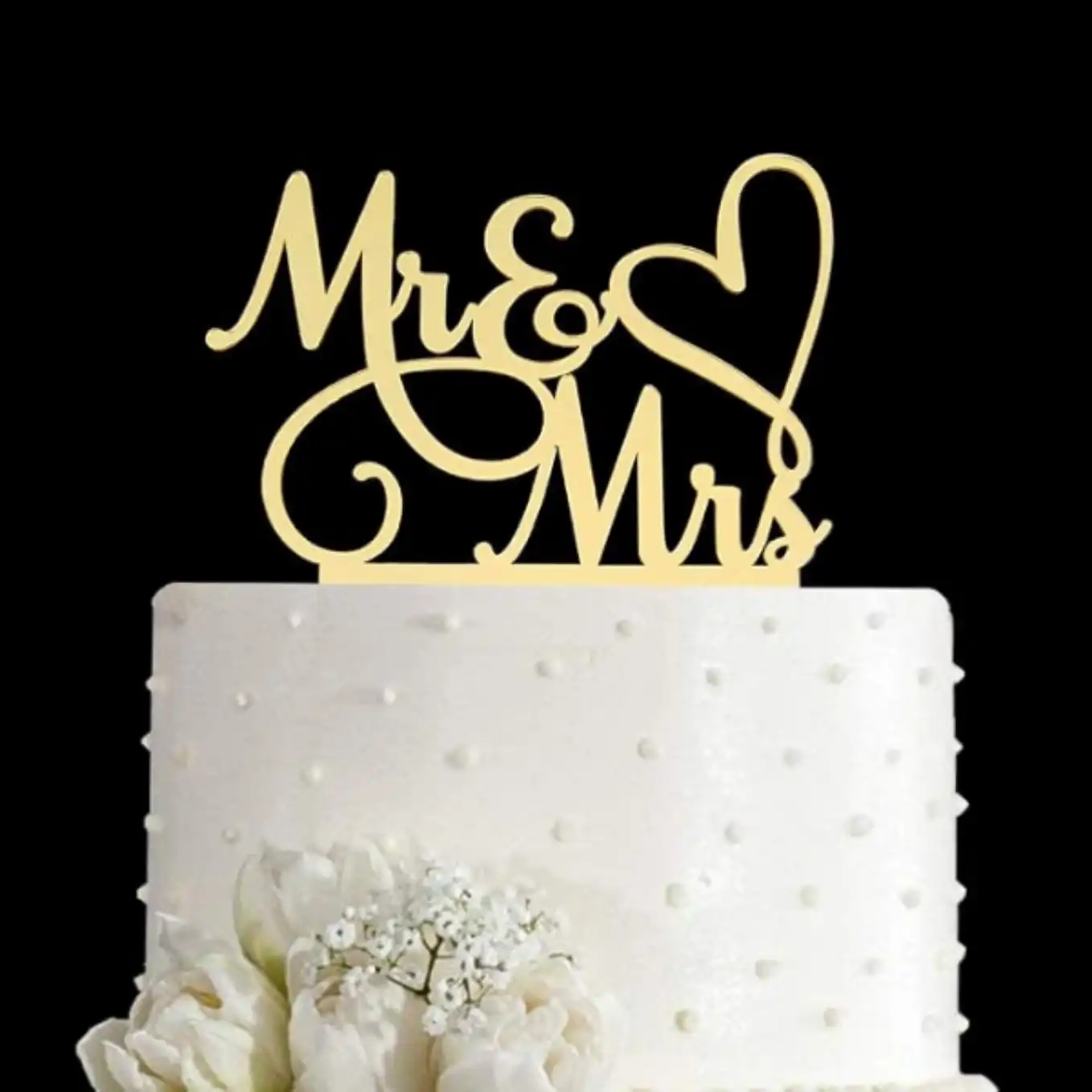 AMINJIE Mr and Mrs Mirror Gold Acrylic Wedding and Engagement Cake Topper Sign