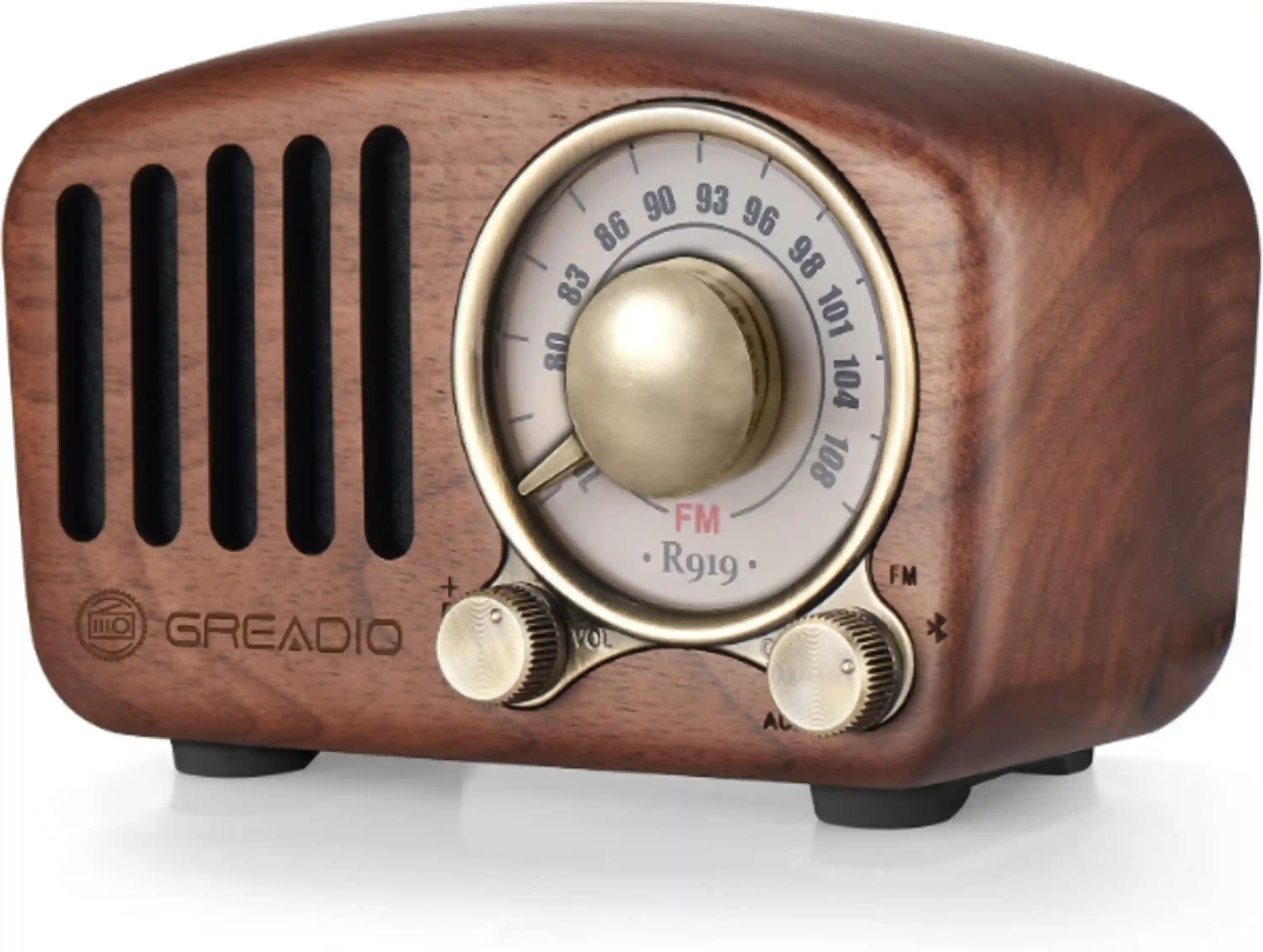 Greadio Retro Bluetooth Speaker, Walnut Wooden Vintage Radio Speaker