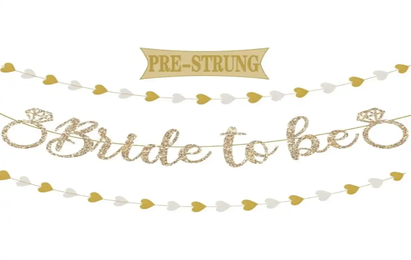 Pre Strung Bride to Be Banner Bridal Shower Decorations Set
