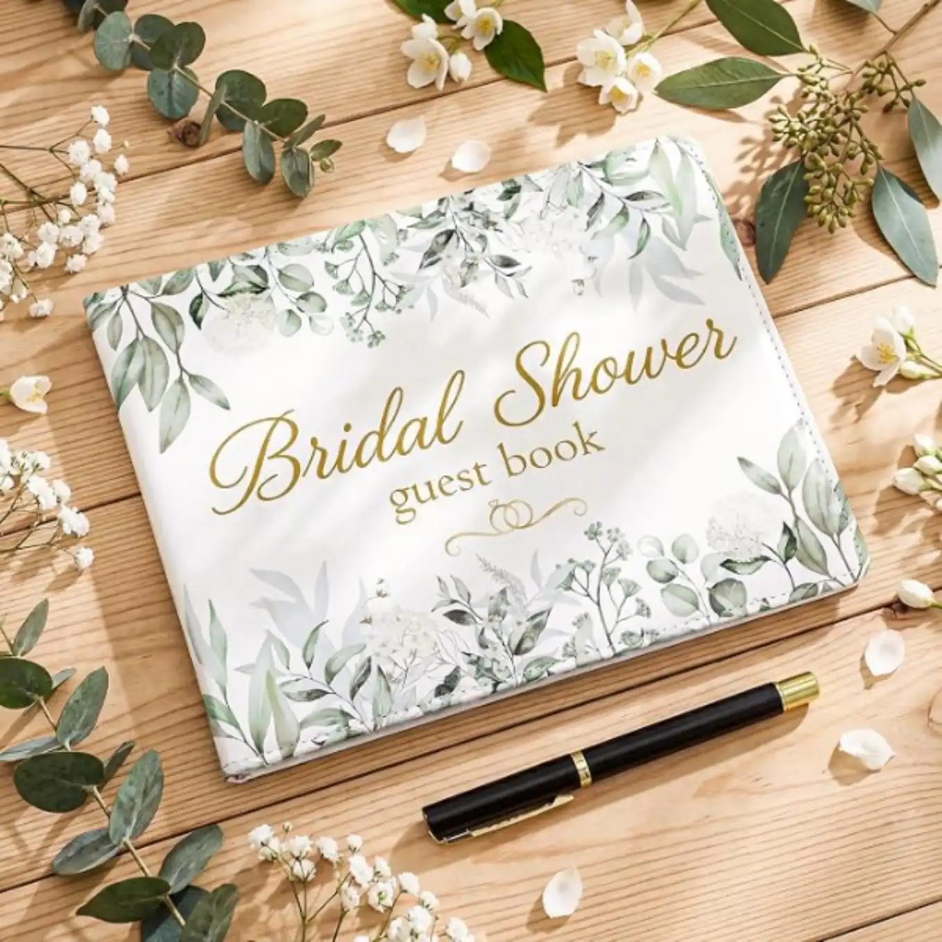 Patelai Eucalyptus Bridal Shower Guest Book with Pen Set