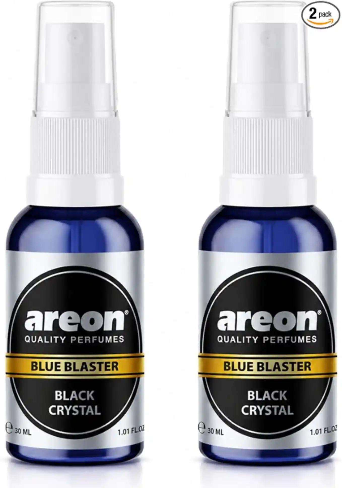 AREON Car Air Freshener Spray Black Crystal Long Lasting Perfume Odor Eliminator Pack of 2