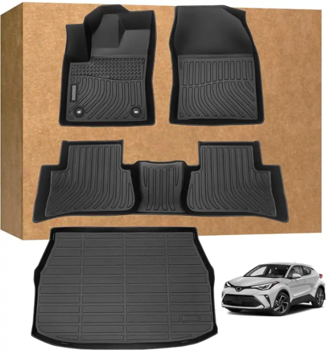 JAOGAUS Custom Fit Floor Mats and Cargo Liner for Toyota CHR C-HR 2018-2024