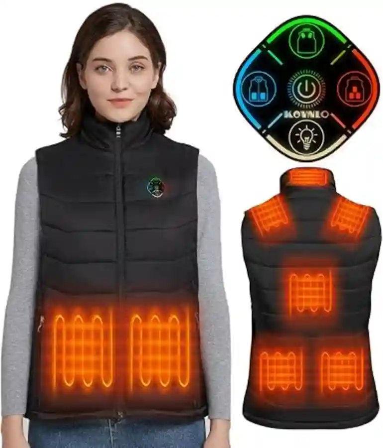 KOVNLO Womens Heated Vest, 5 in 1 Smart Controller, Lights-out Design, Electric Heated Jackets (Battery Pack Not Included)