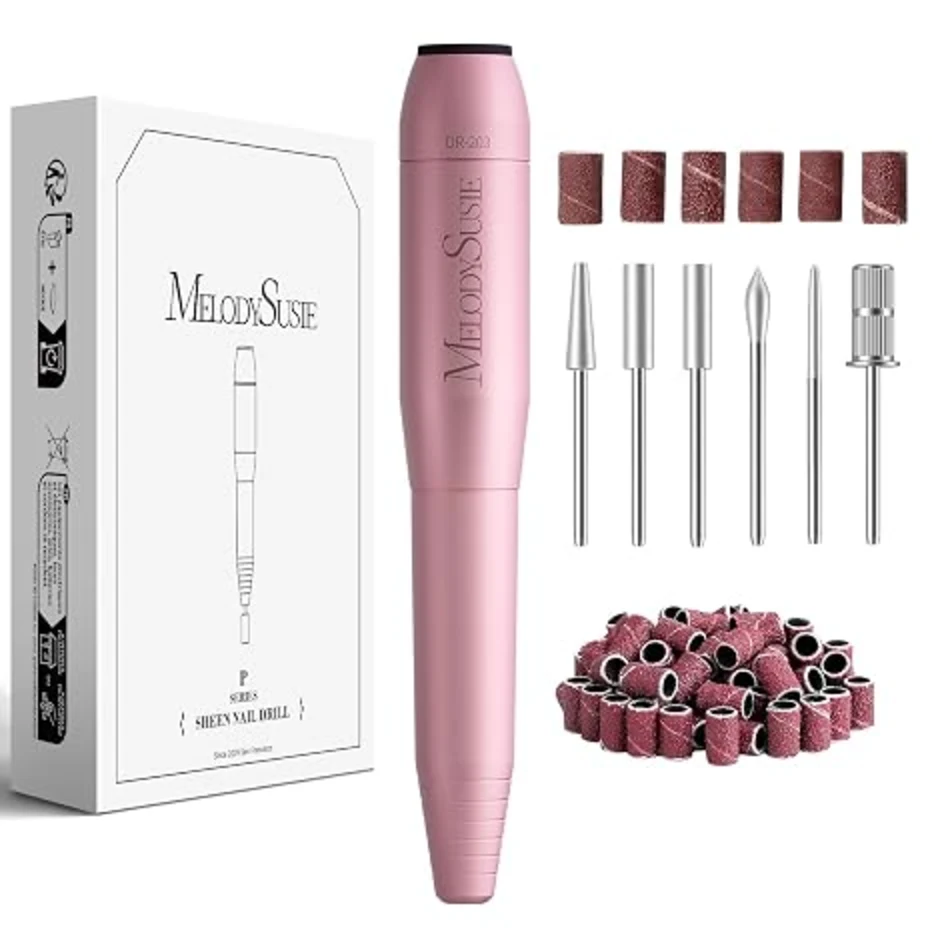 MelodySusie USB Nail Drill PC120I for Gentle Nail Prep 20000RPM Adjustable Speed Forward Reverse Inline Control Cuticle Smoothing Gel Polish Removal Beginners