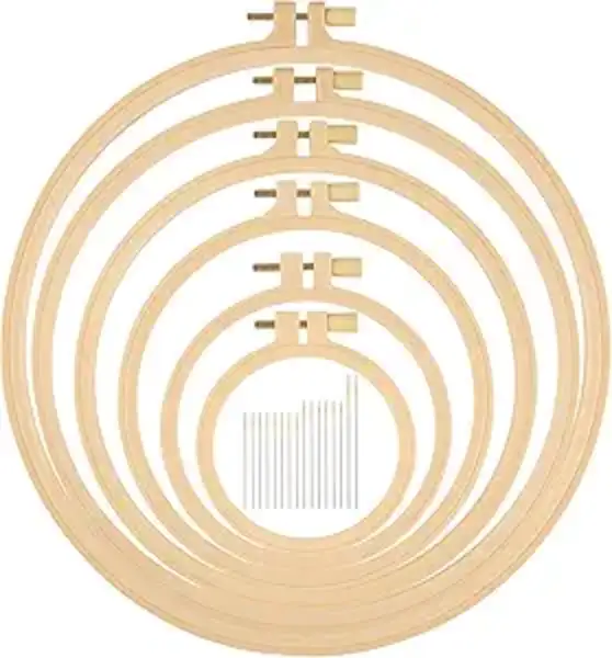 Phinus 6 Pcs Plastic Embroidery Hoop Set 6 Sizes Round Cross Stitch Frames with 16 Needles