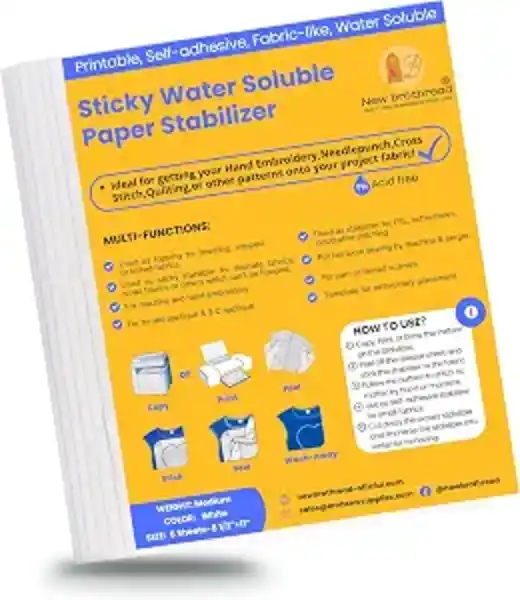 New brothread 6PCS 8.5"x11" Sticky Water Soluble Embroidery Stabilizer Printable Paper Sheets