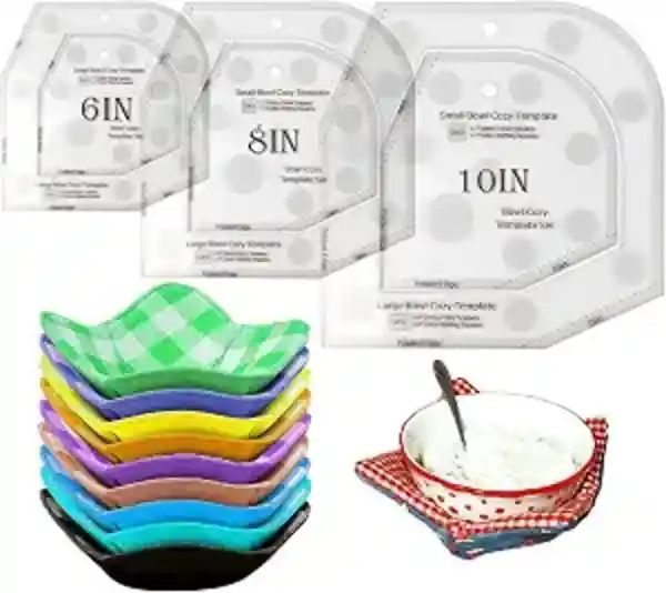OFFTESTY 3 Piece Acrylic Bowl Cozy Template Cutting Ruler Set for Hot and Cold Food Bowl Holders